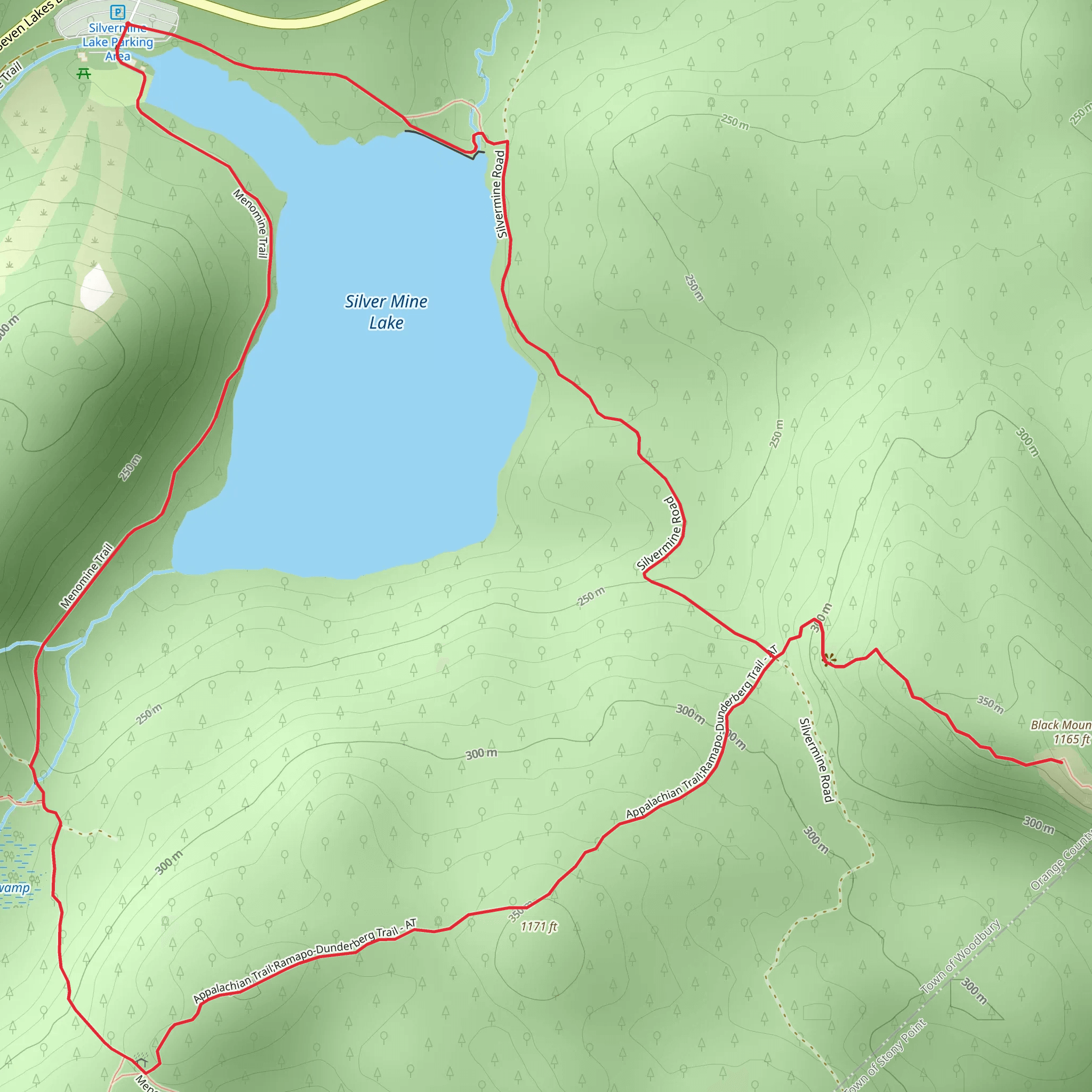 Silver Mine Lake and Black Mountain Loop mobile static map