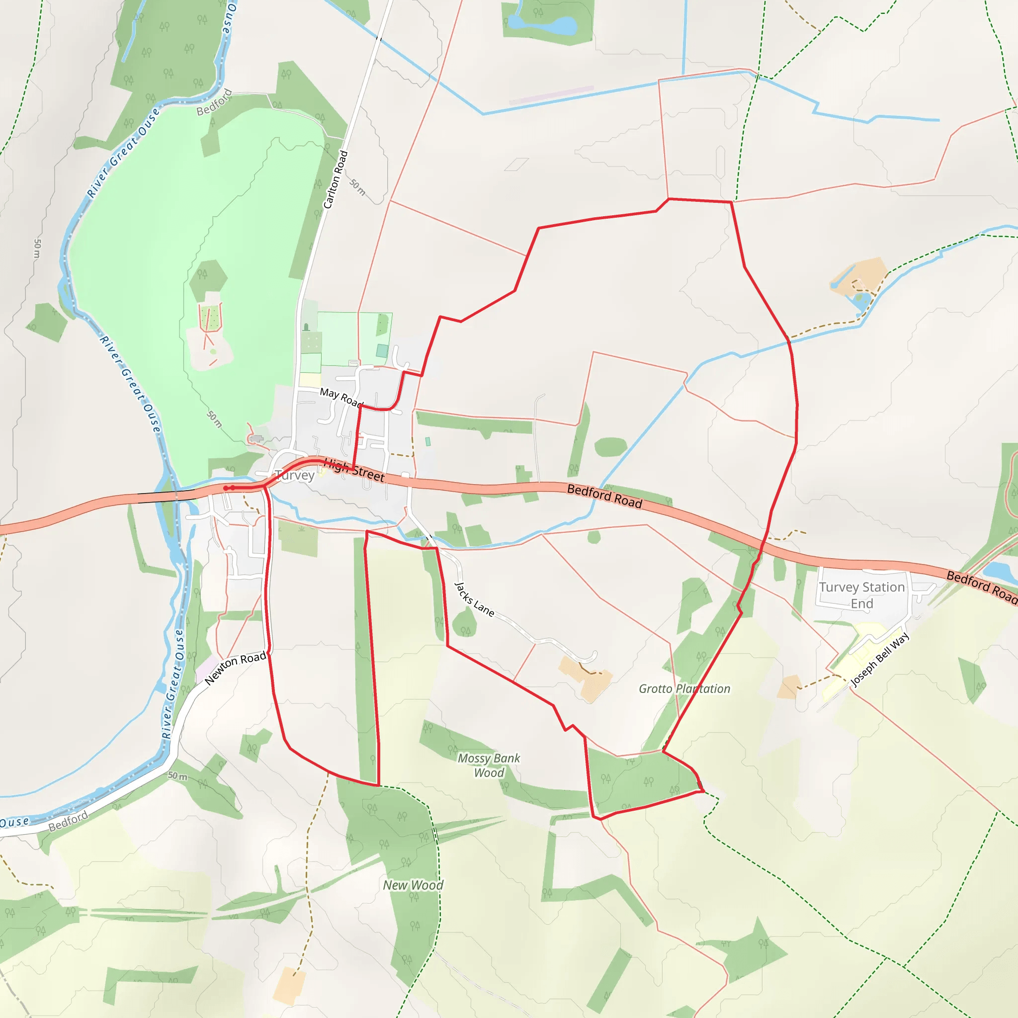 Turvey Village Loop mobile static map