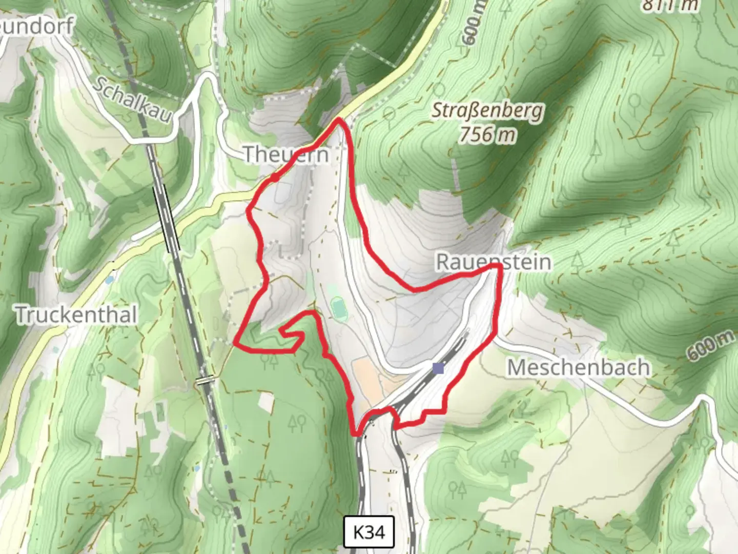 An image depicting the trail Rundwanderweg Theuern and its surrounding area.