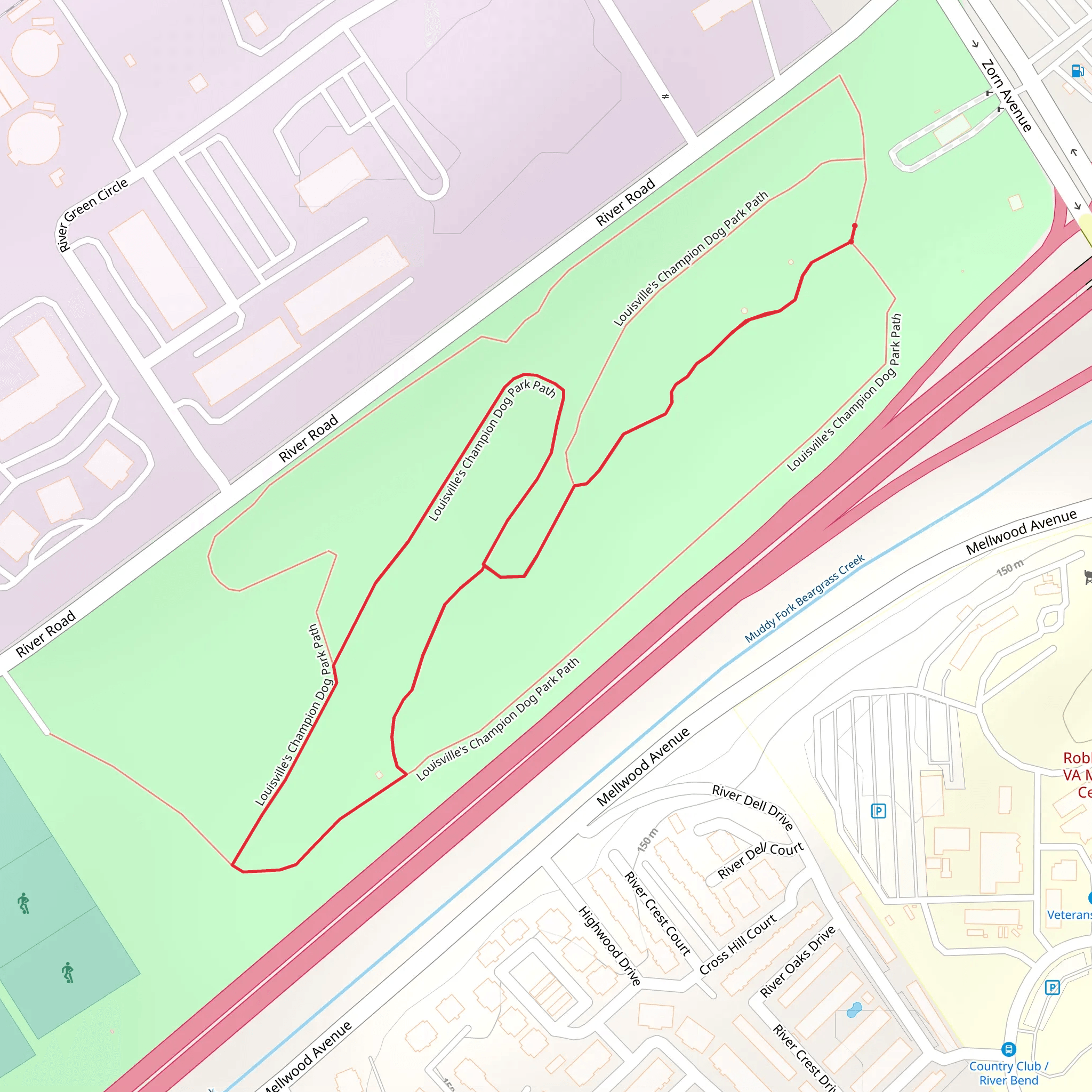 Louisville's Champion Dog Park Path mobile static map