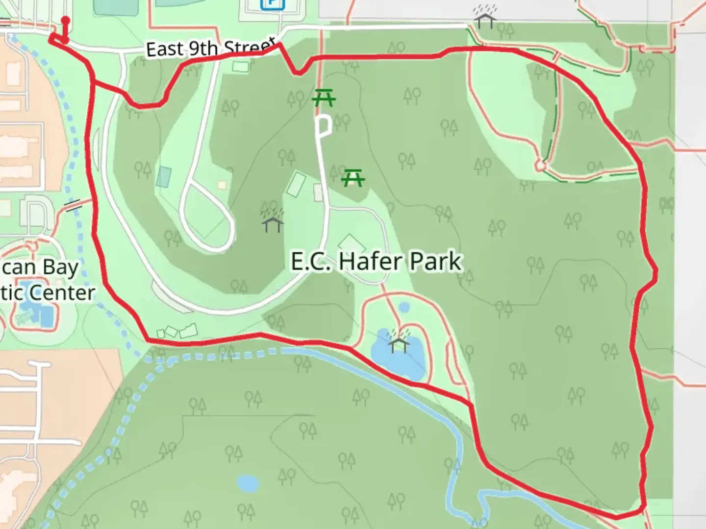 An image depicting the trail East Lane Loop and its surrounding area.