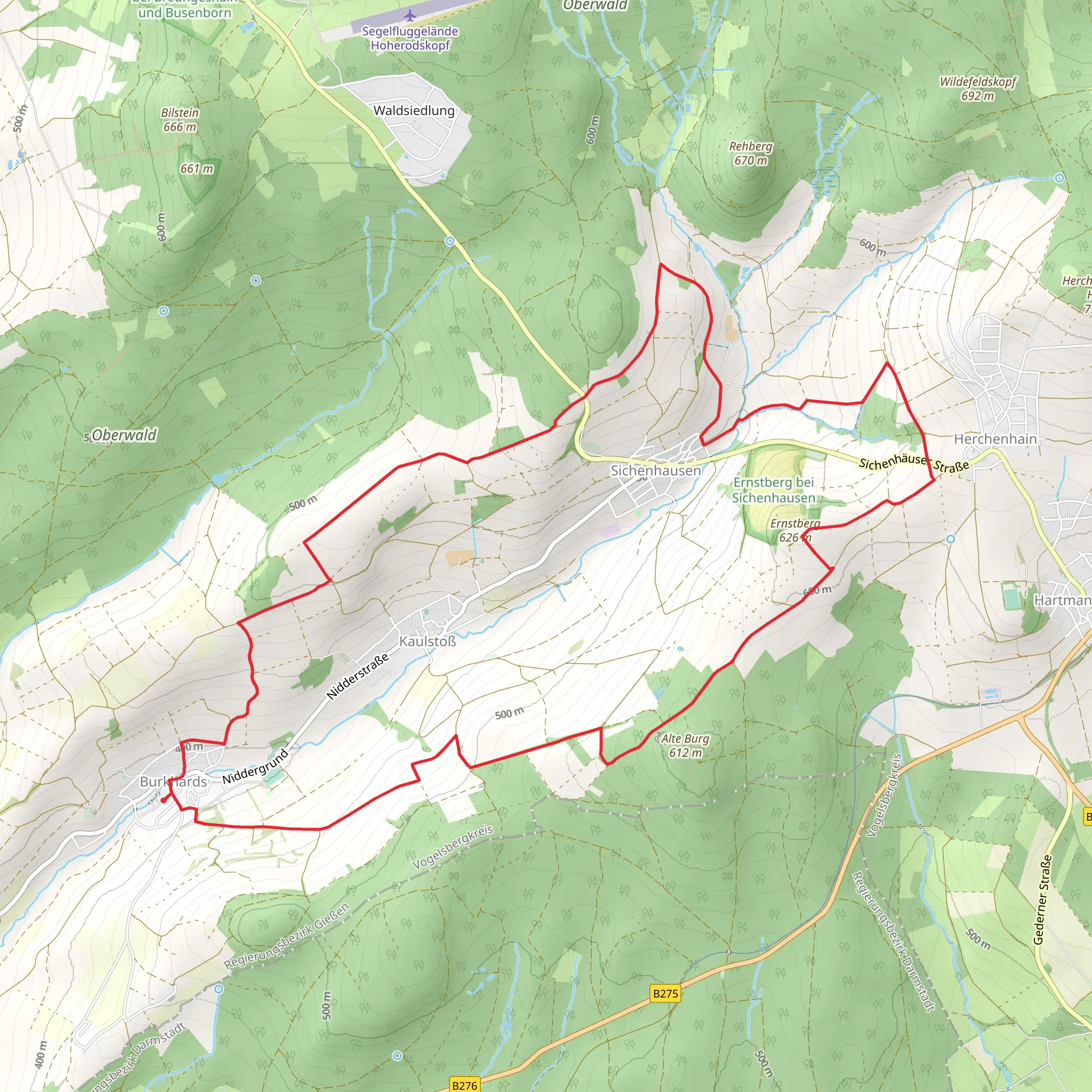 Pilgerweg and Bonifatius Route mobile static map