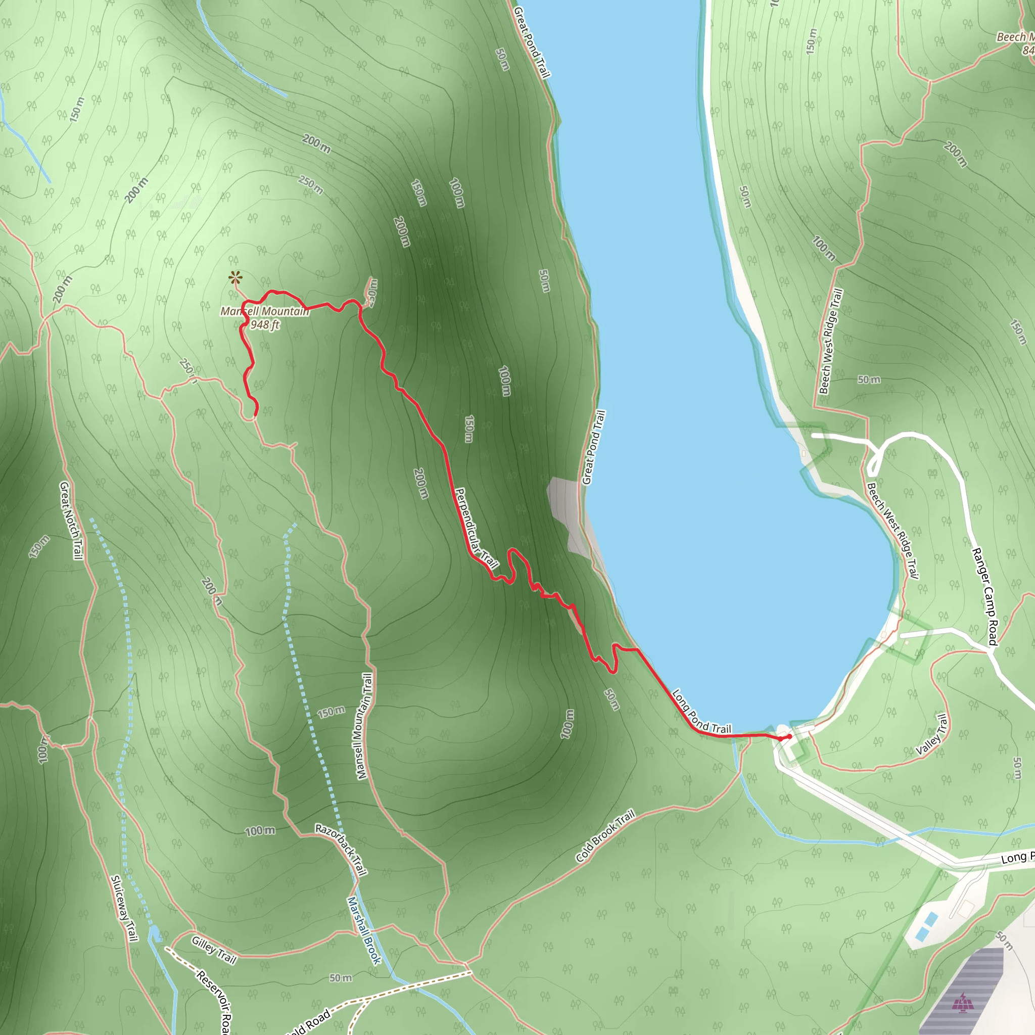 Mansell Mountain via Perpendicular Trail mobile static map