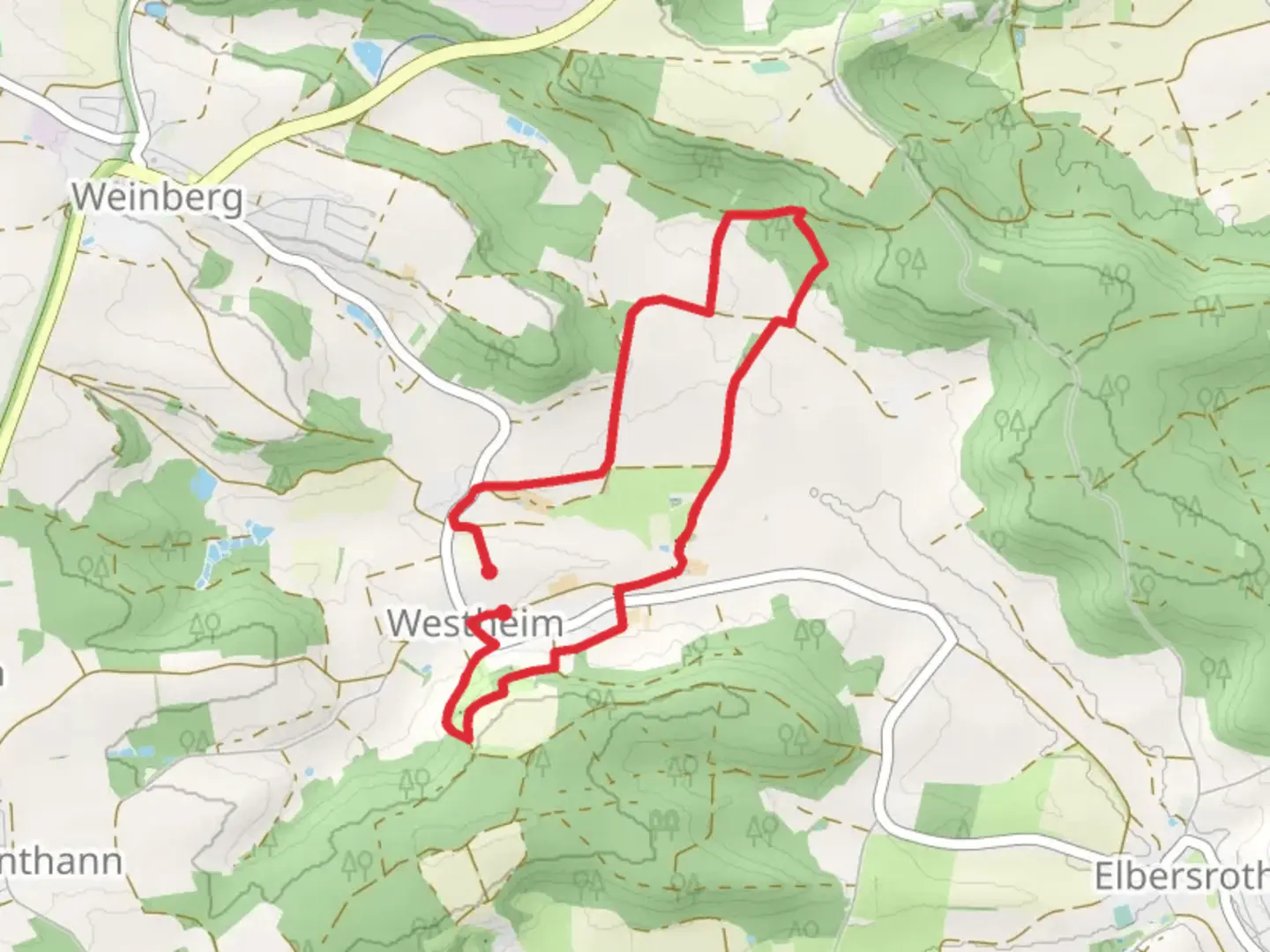 An image depicting the trail Besinnungsweg Sonnengesang and its surrounding area.