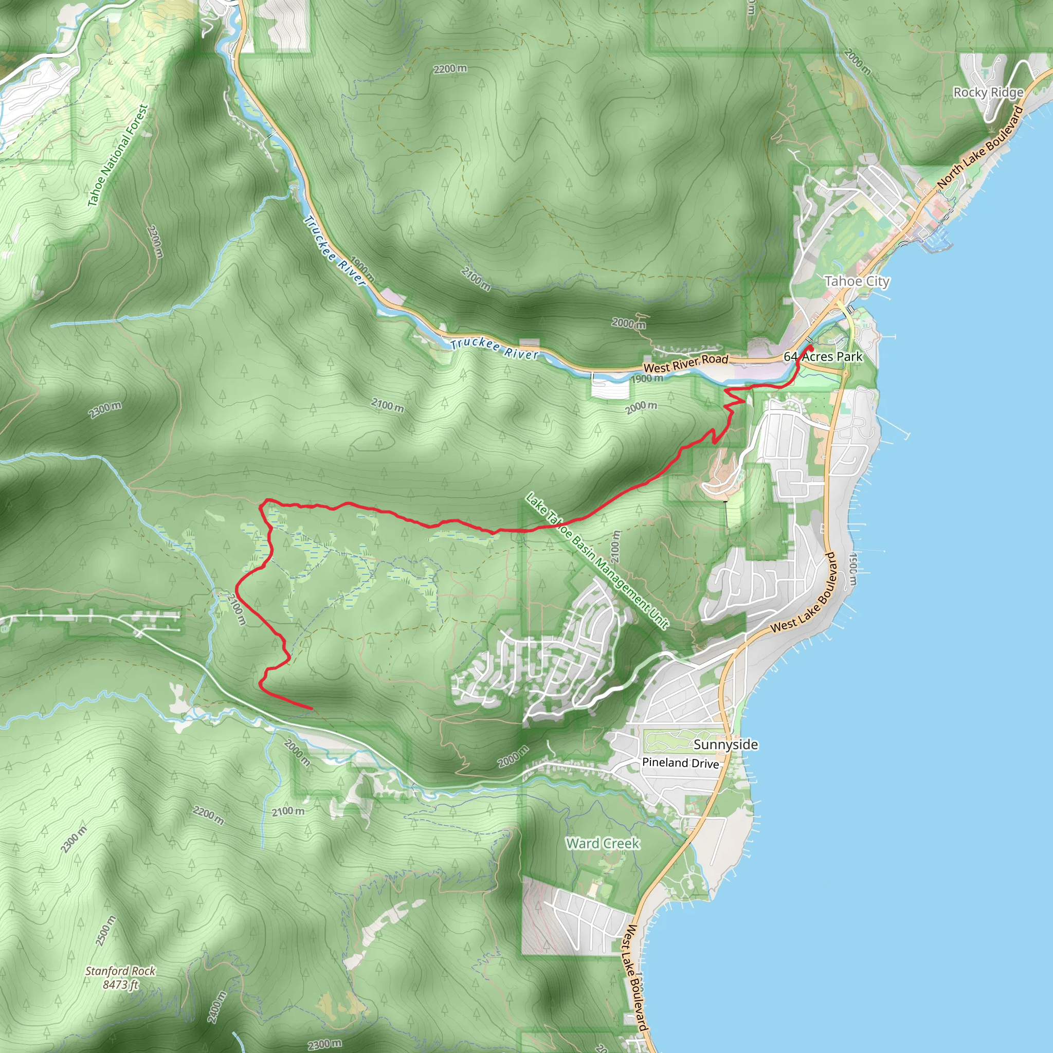 Tahoe Rim Trail from Tahoe City mobile static map