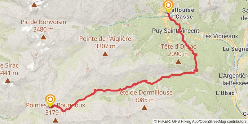 GR 54 - Tour of Oisans and Ecrins alt 3 Map