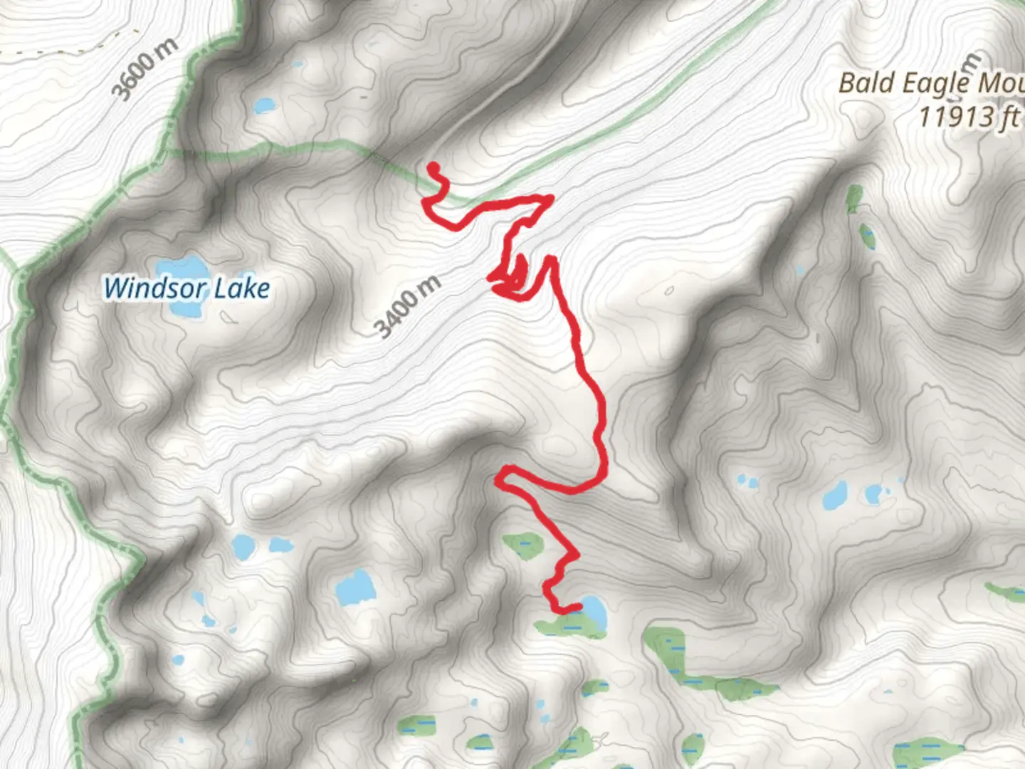 An image depicting the trail Native Lake via Highline Trail and its surrounding area.