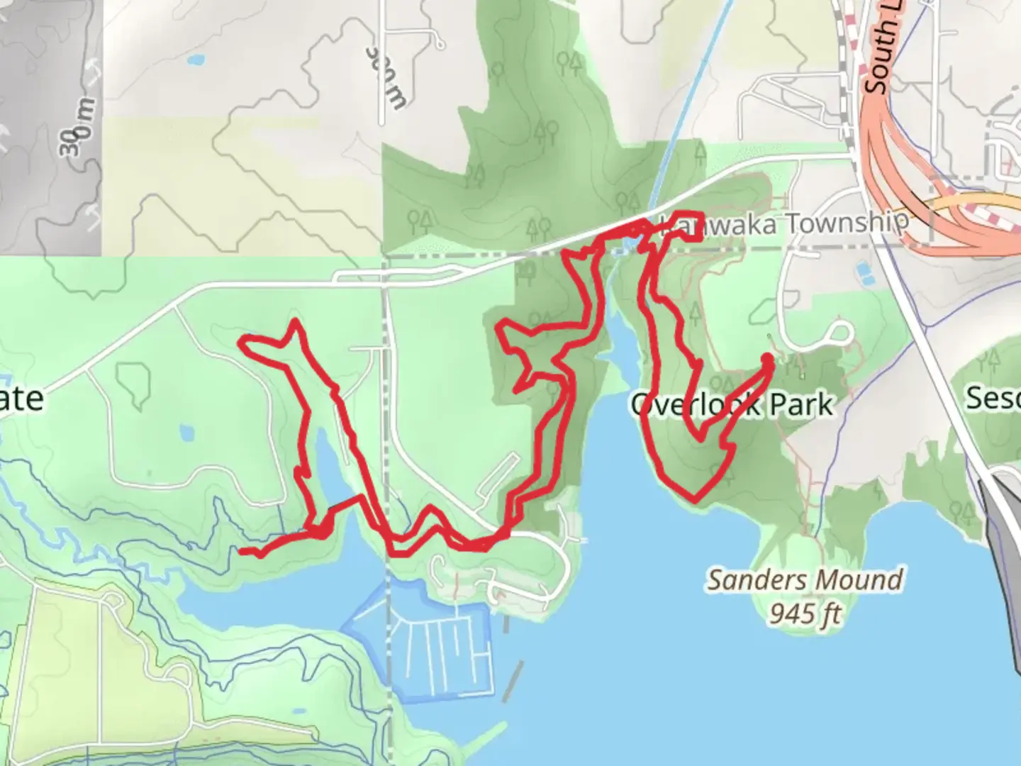 An image depicting the trail Lake Henry and Overlook Park Loop and its surrounding area.