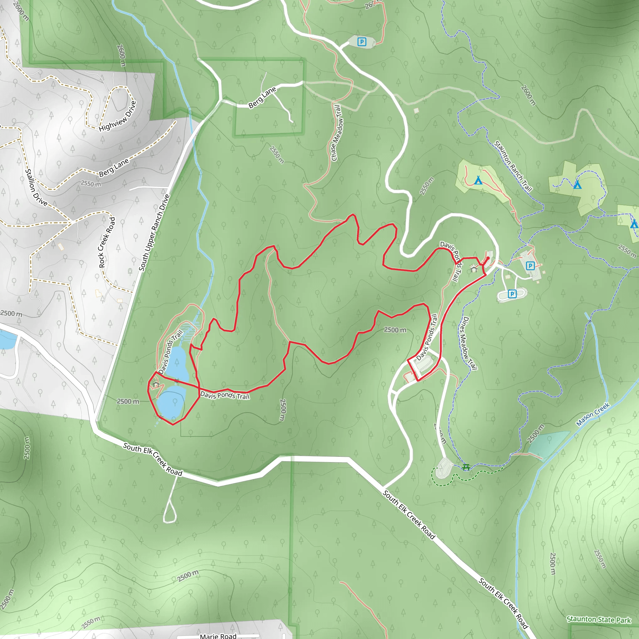 Davis Ponds Loop Trail mobile static map