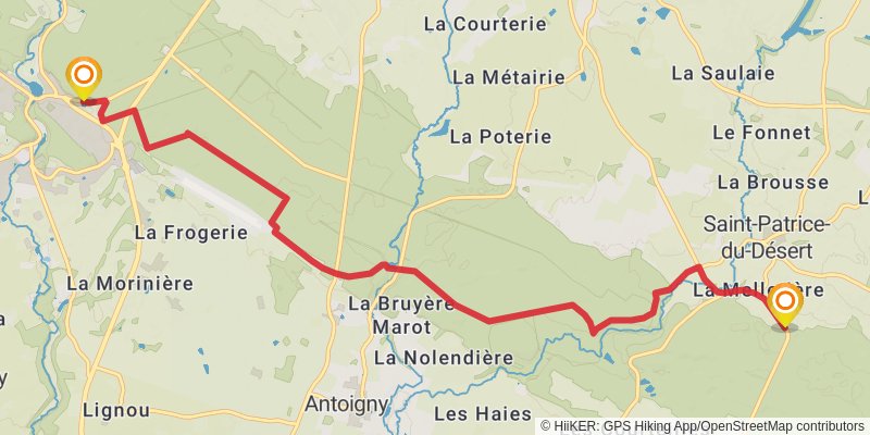 GR 22 - De Paris Au Mont Saint Michel stage 19 Map
