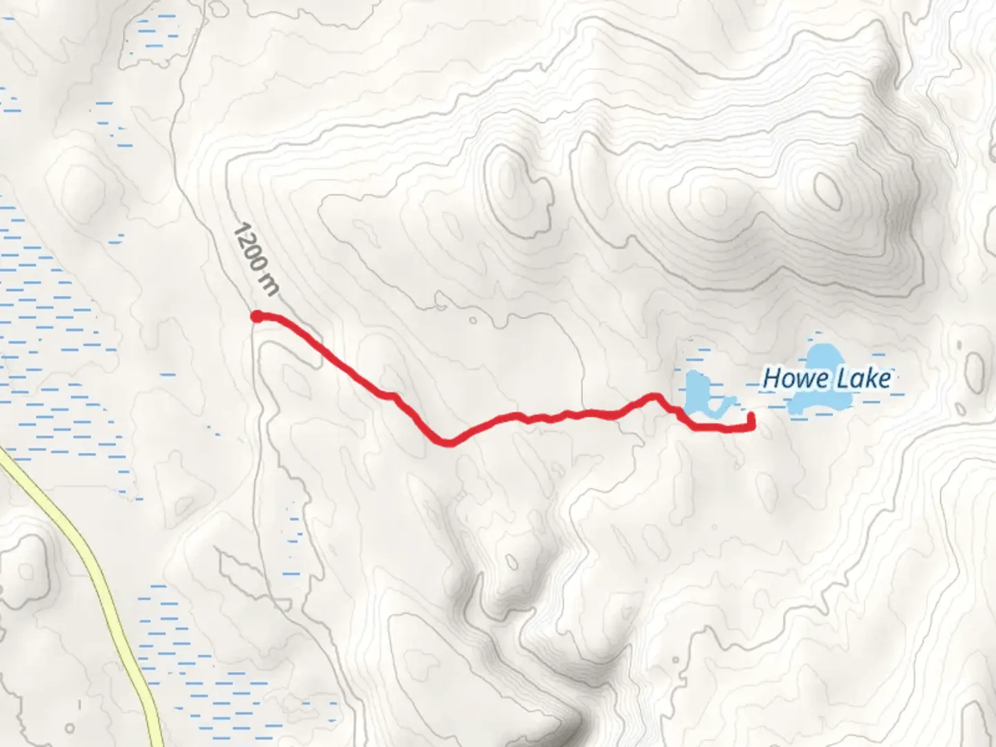 An image depicting the trail Howe Lake and its surrounding area.