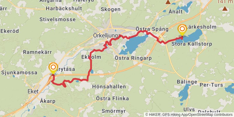 Skåneleden Trail spur 2 Map