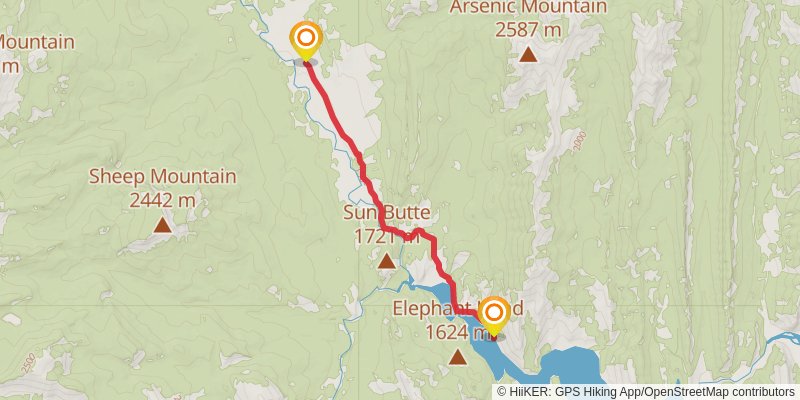 North Fork Sun River Trail stage 2 Map