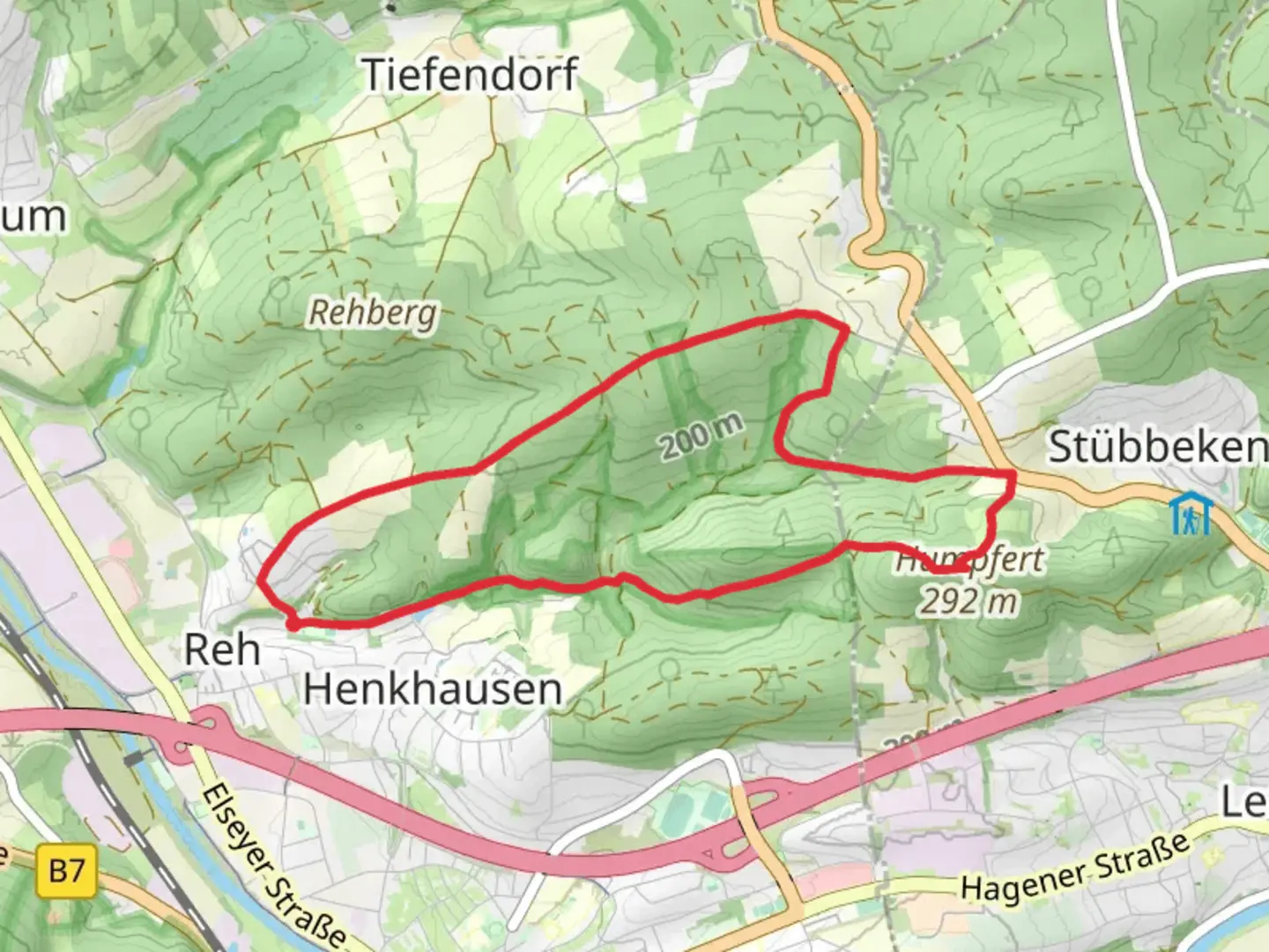 An image depicting the trail Letmathe Rundweg 7 and its surrounding area.