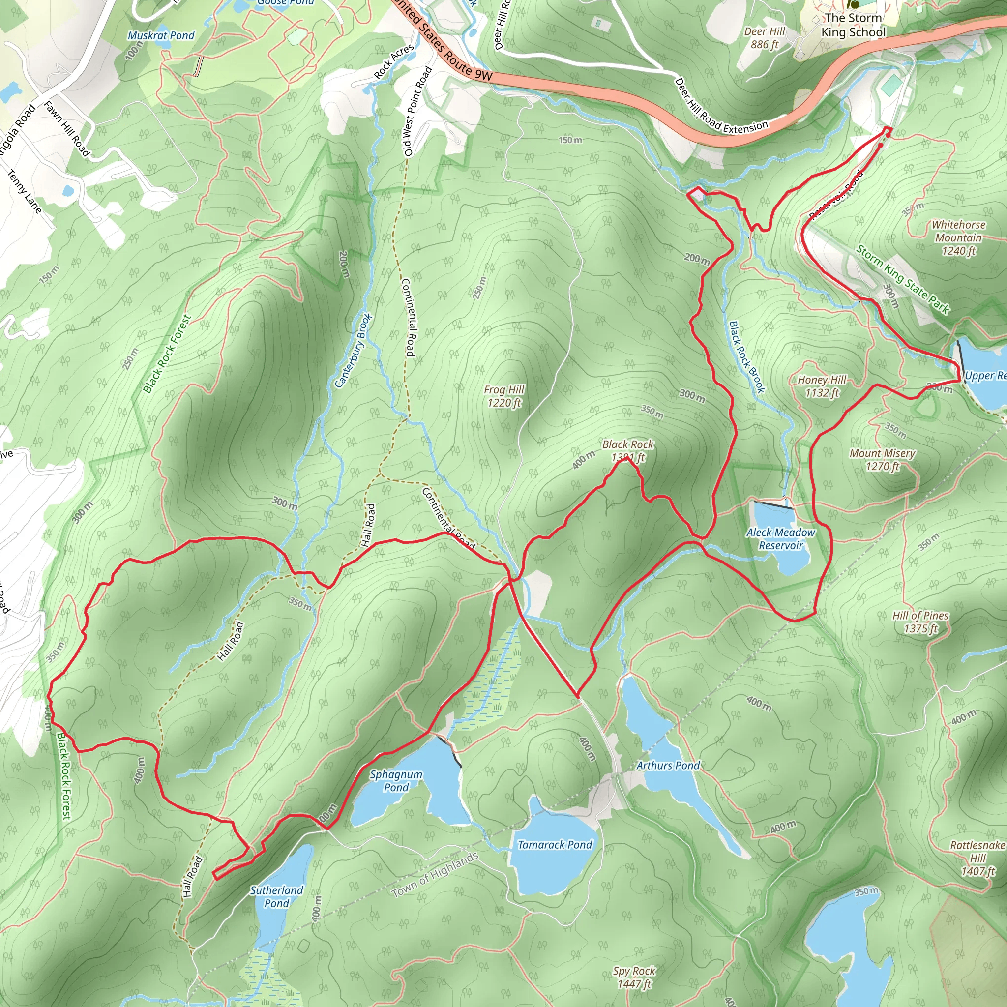 Upper Reservoir, Aleck Meadow Reservoir and Black Rock via White Oak Road and Stillman Trail mobile static map
