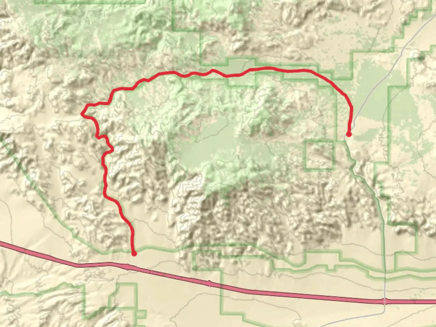 An image depicting the trail Pinkham Canyon Trail and its surrounding area.