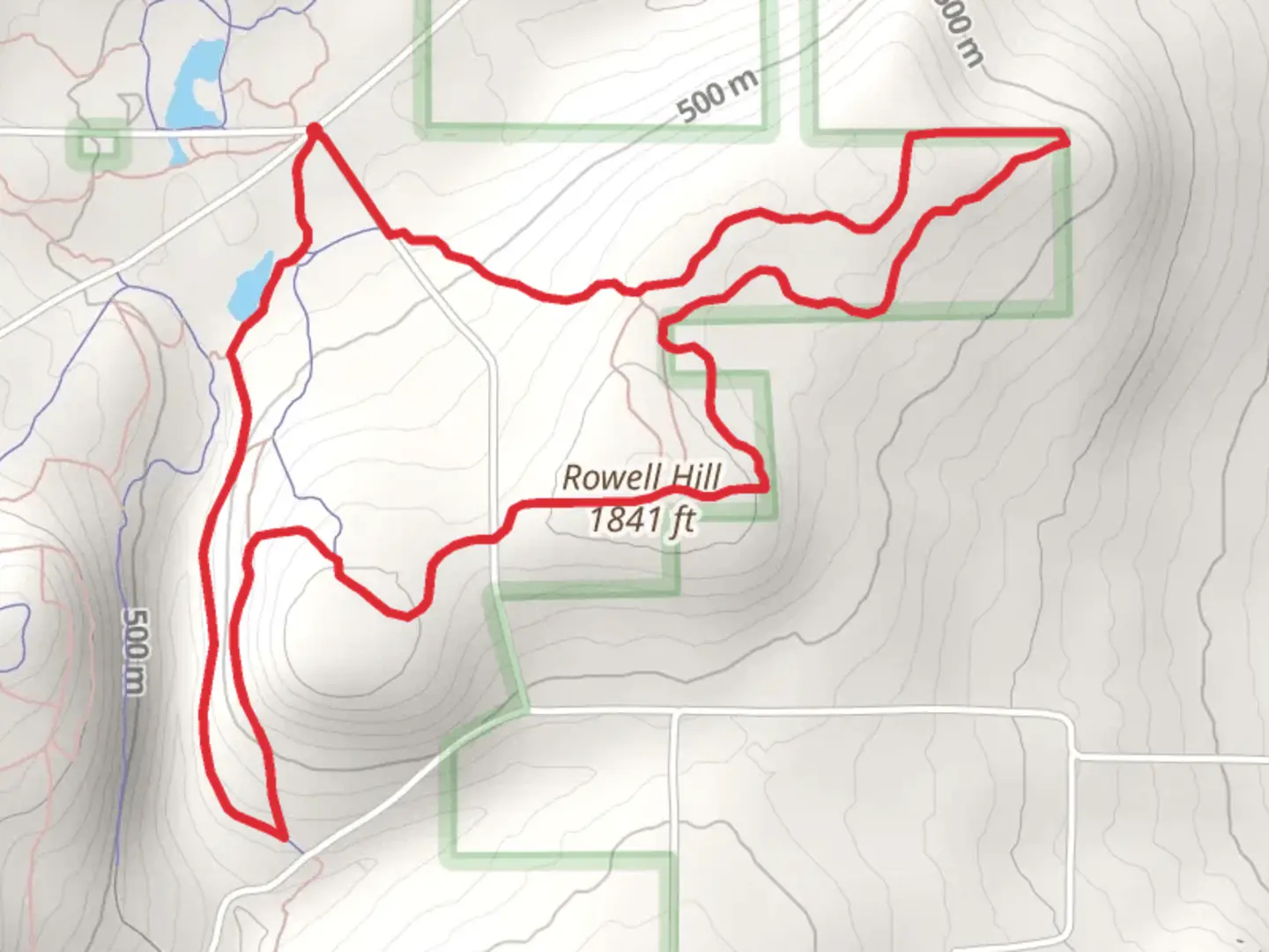 An image depicting the trail Rowell Hill Loop and its surrounding area.