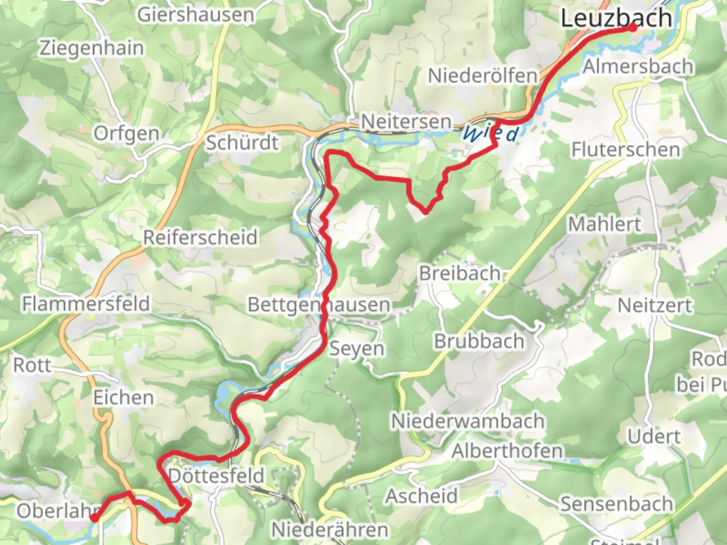 An image depicting the trail Altenkirchen to Oberlahr Walk and its surrounding area.