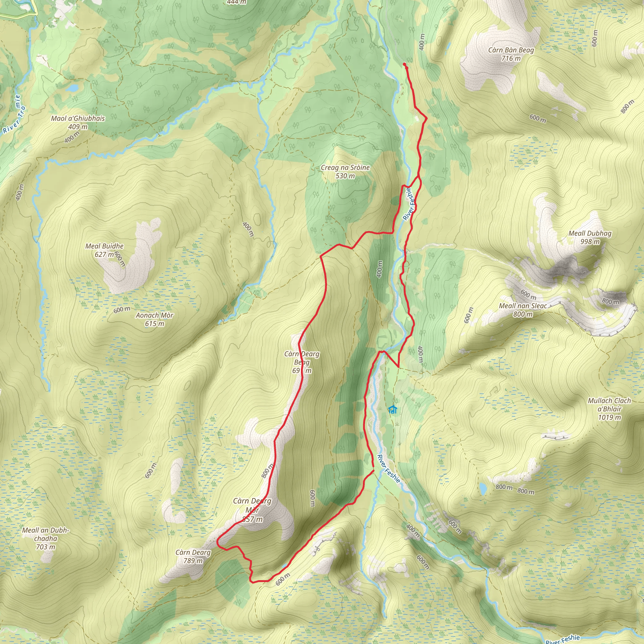 Carn Dearg Mor Loop from Achlean mobile static map