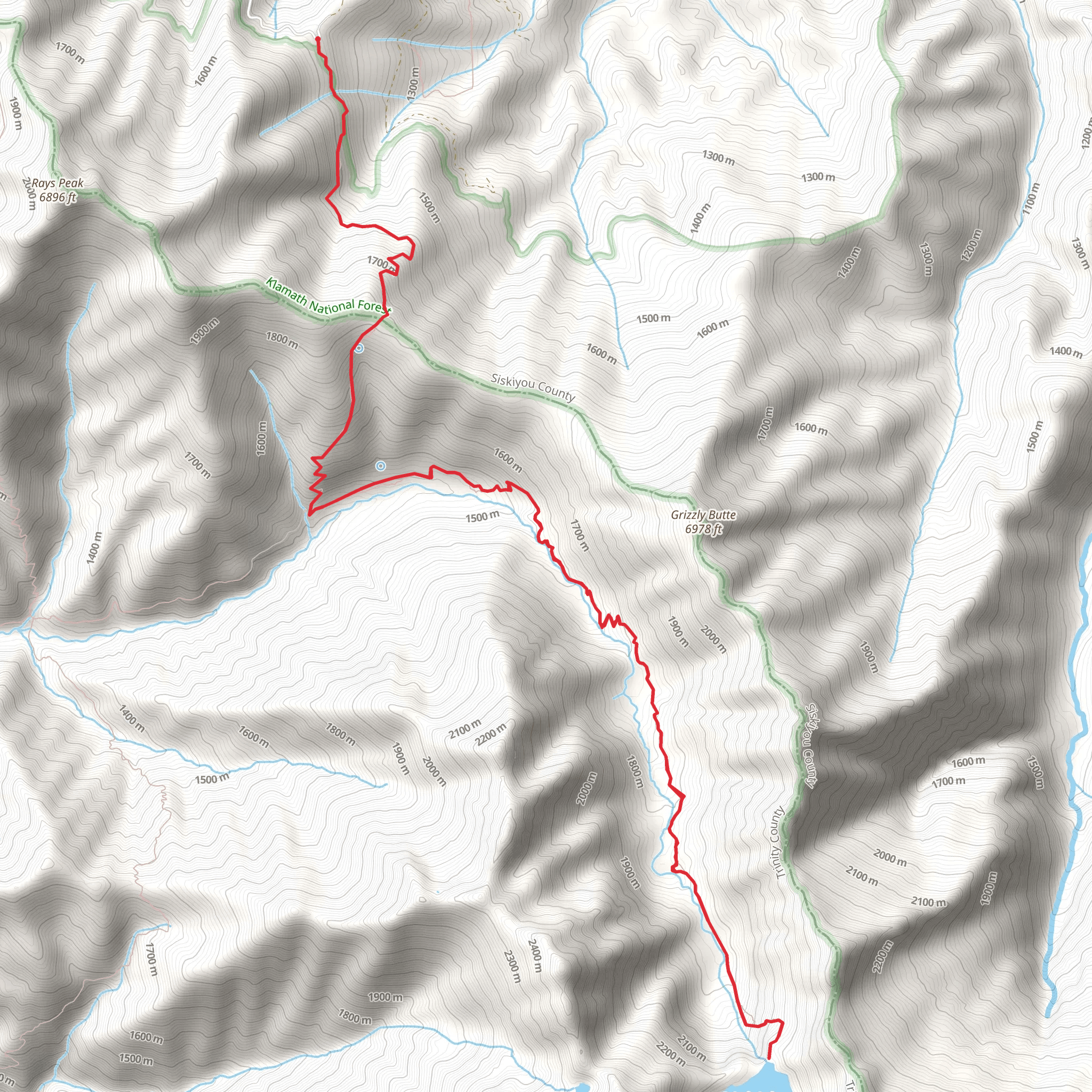 Grizzly Lake via China Springs Trail mobile static map