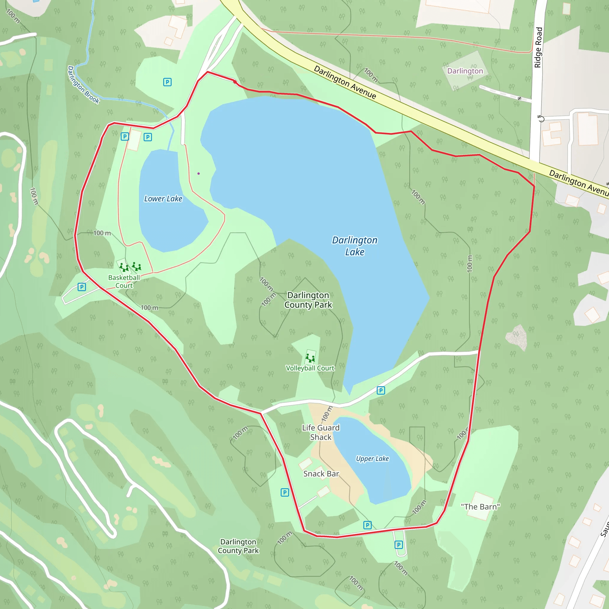 Lower Lake - Upper Lake - Darlington Lake Loop mobile static map