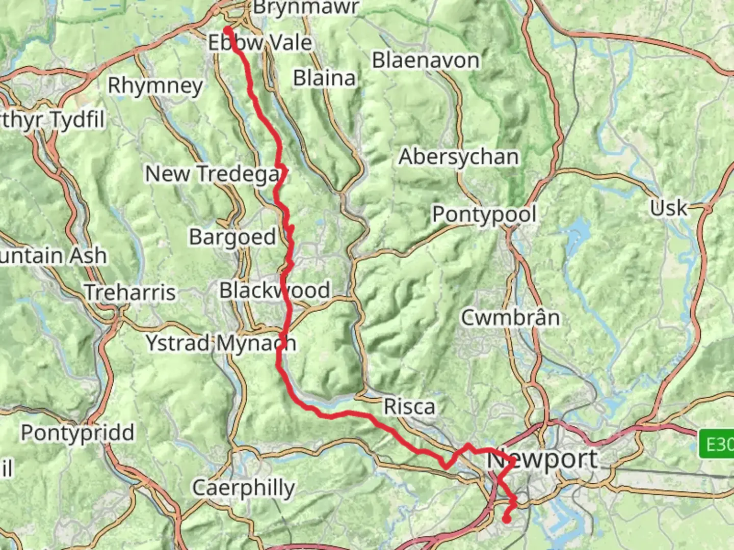 An image depicting the trail Sirhowy Valley Walk and its surrounding area.