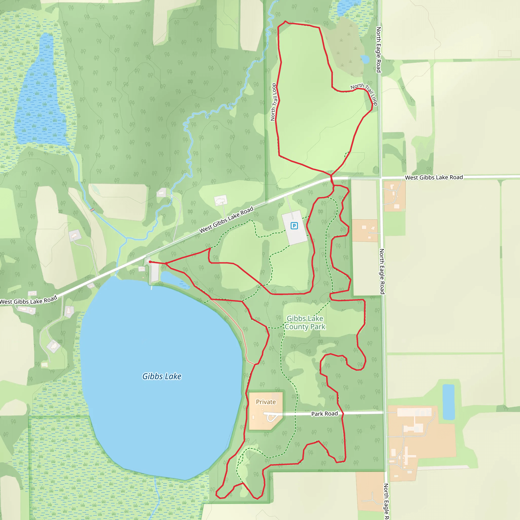 Gibbs Lake Eastside Loop mobile static map