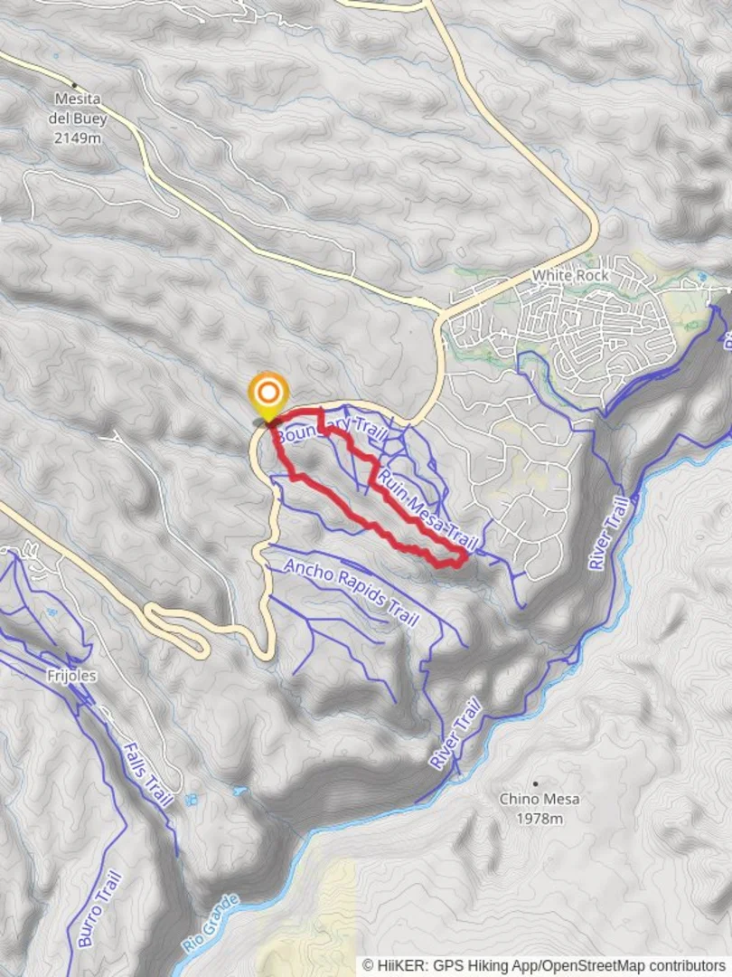 An image depicting the trail Water Canyon via Run Mesa Trail and its surrounding area.