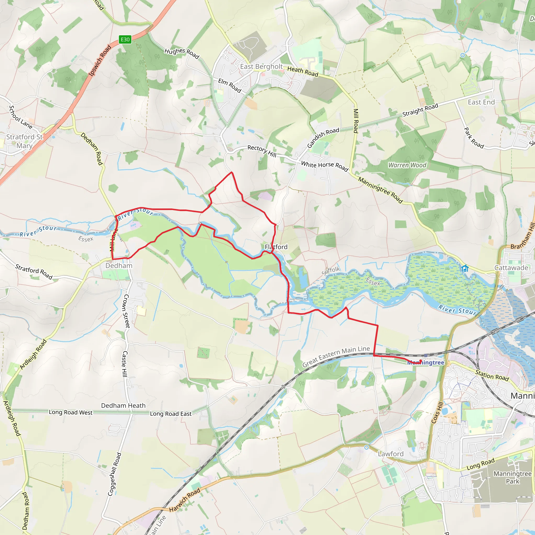 Manningtree - Flatford Mill and Dedham mobile static map