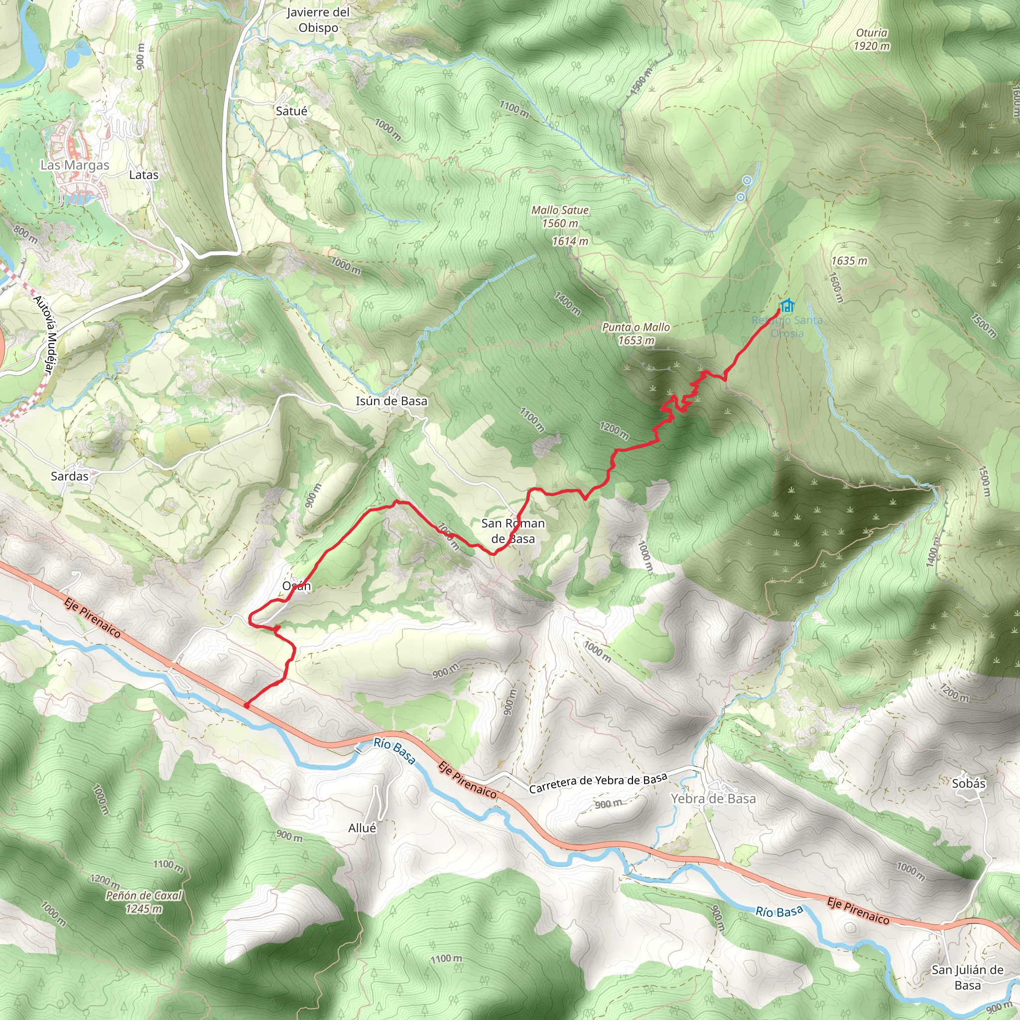 Osan - Santa Orosia PR HU 94 mobile static map