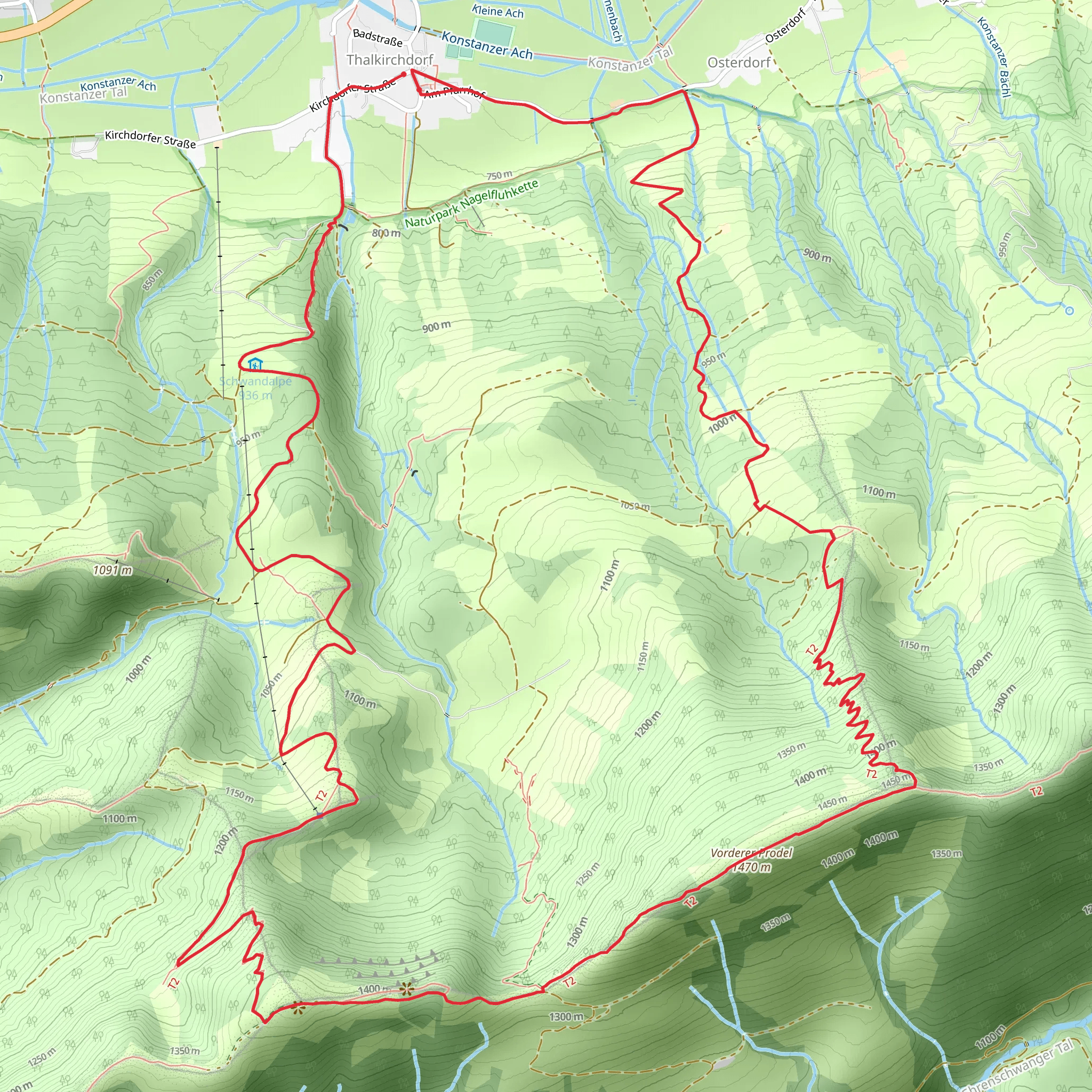 Wandergebiet Oberstaufen and Himmeleck Trail mobile static map