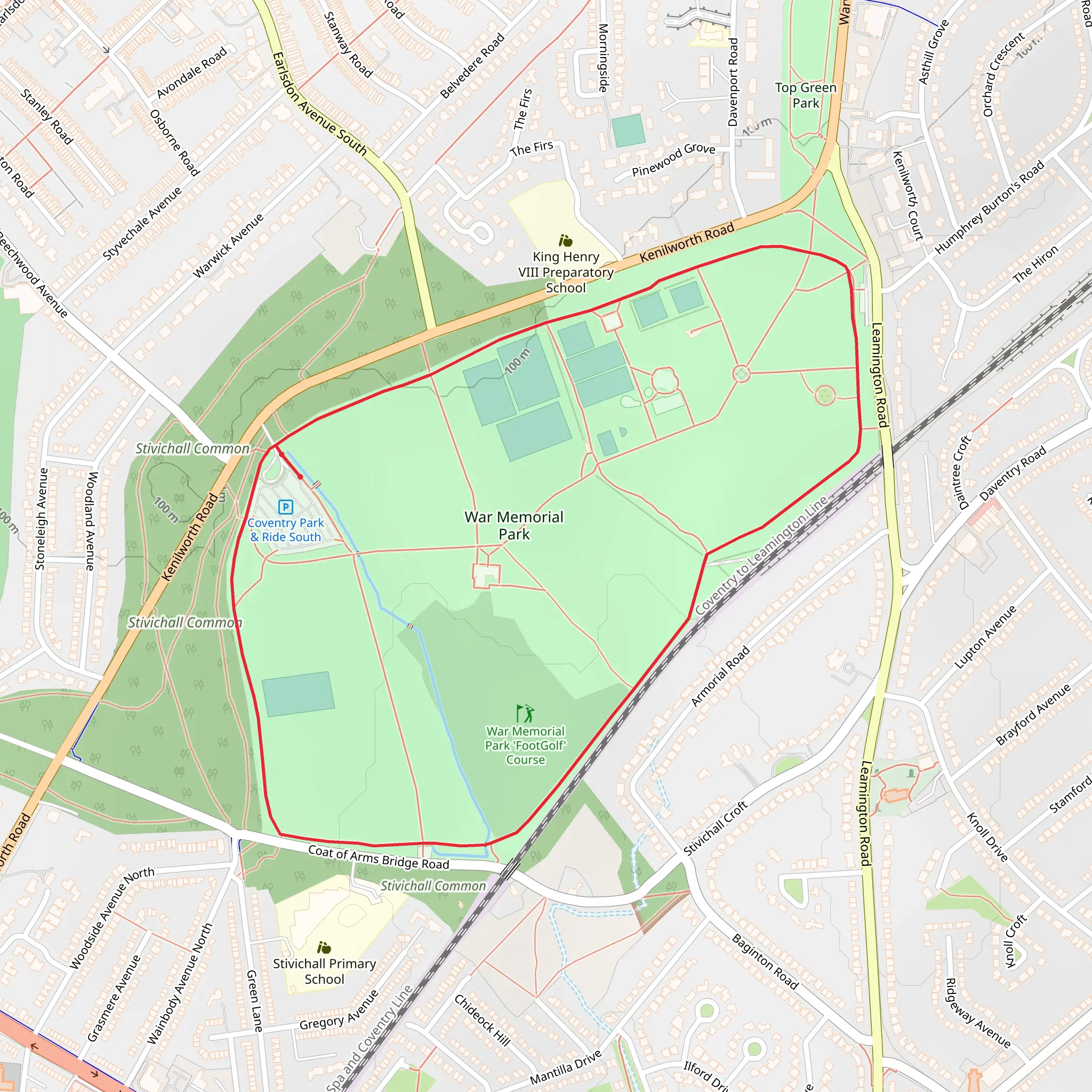 War Memorial Park Loop mobile static map