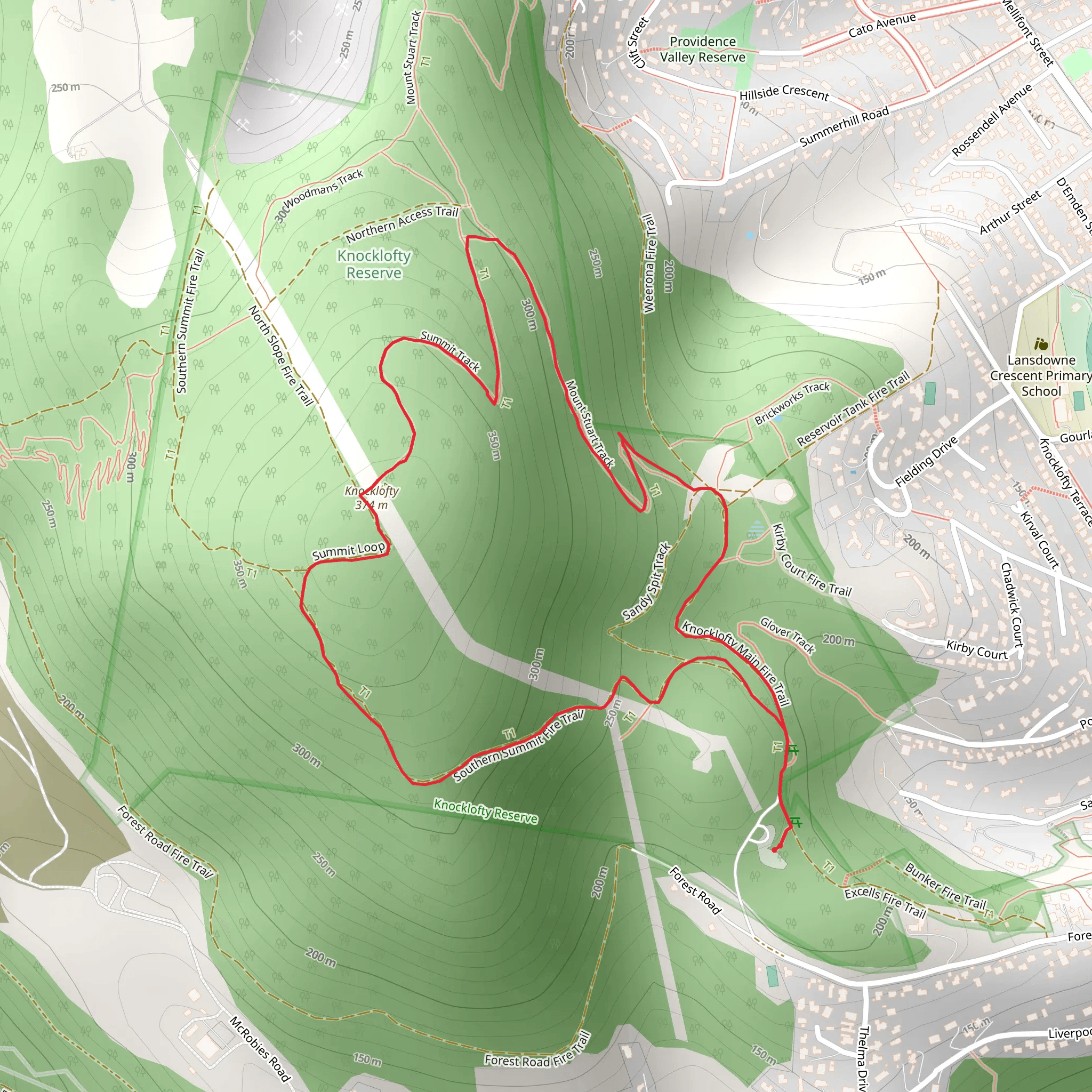 Summit Loop Track - Knocklofty Reserve mobile static map