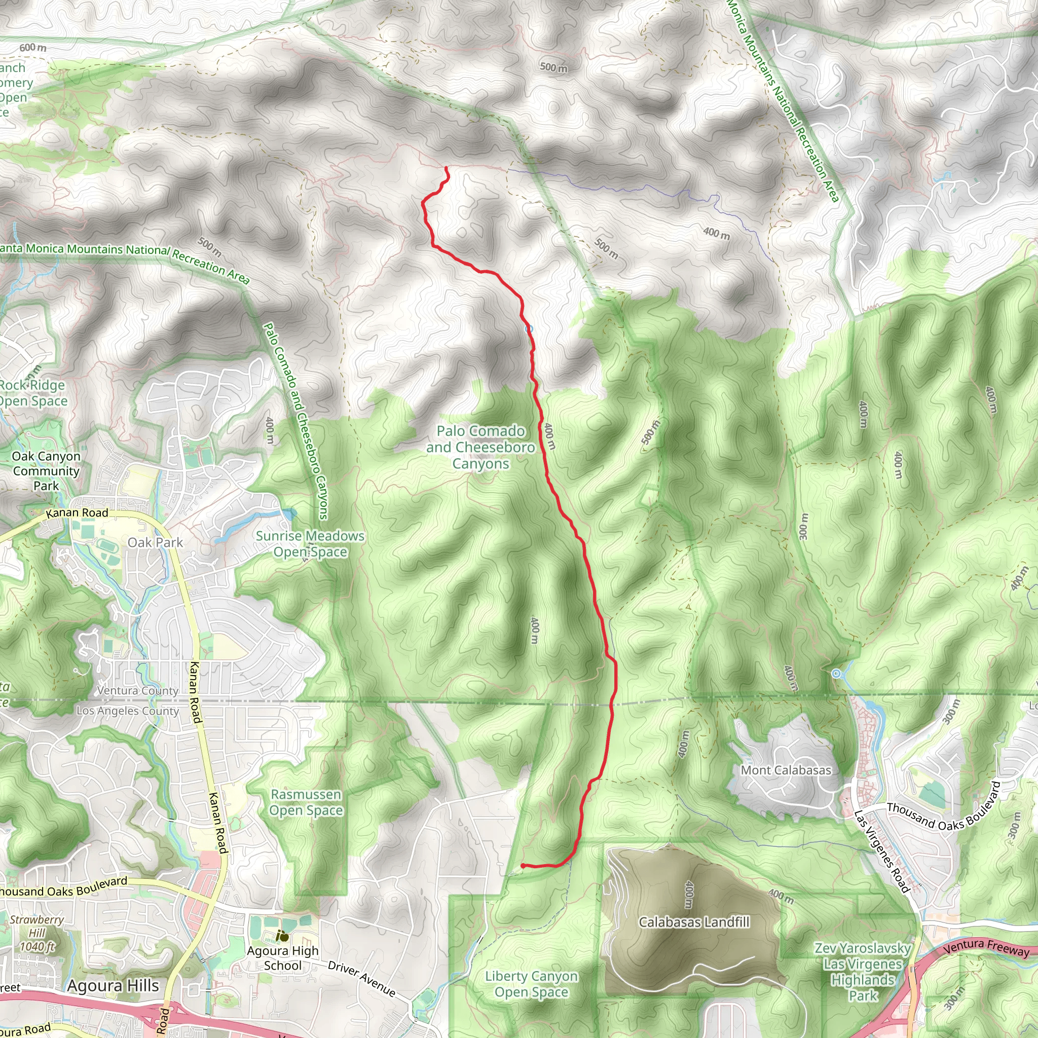 Cheeseboro Canyon Trail mobile static map