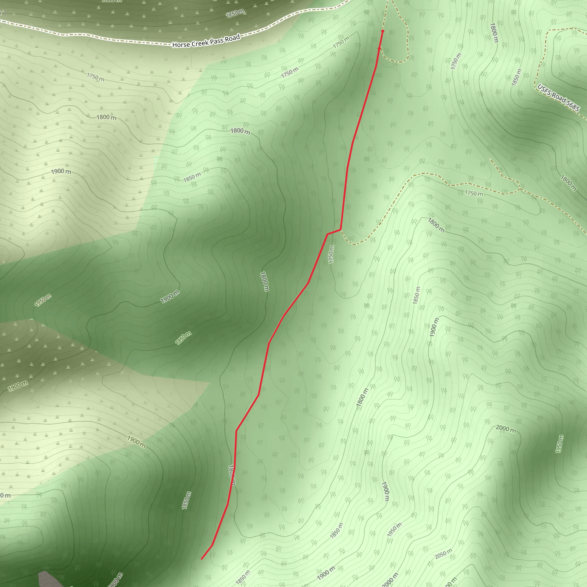 Head of West Fork Trail mobile static map