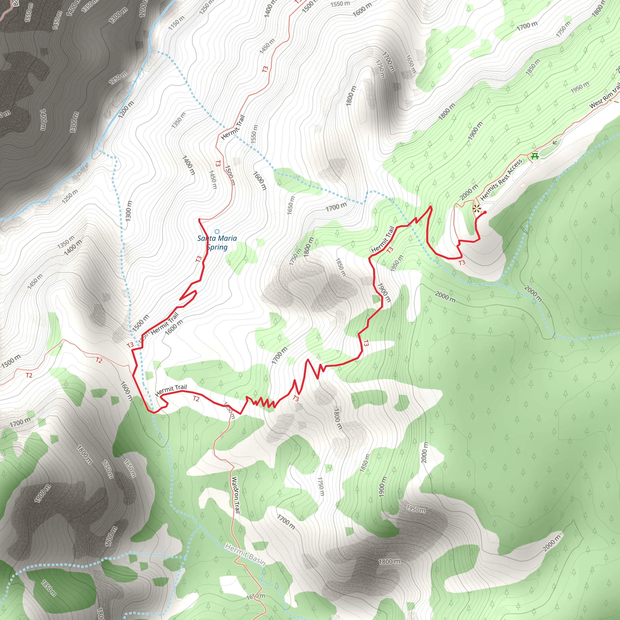 Hermit Trail - West Rim Drive mobile static map