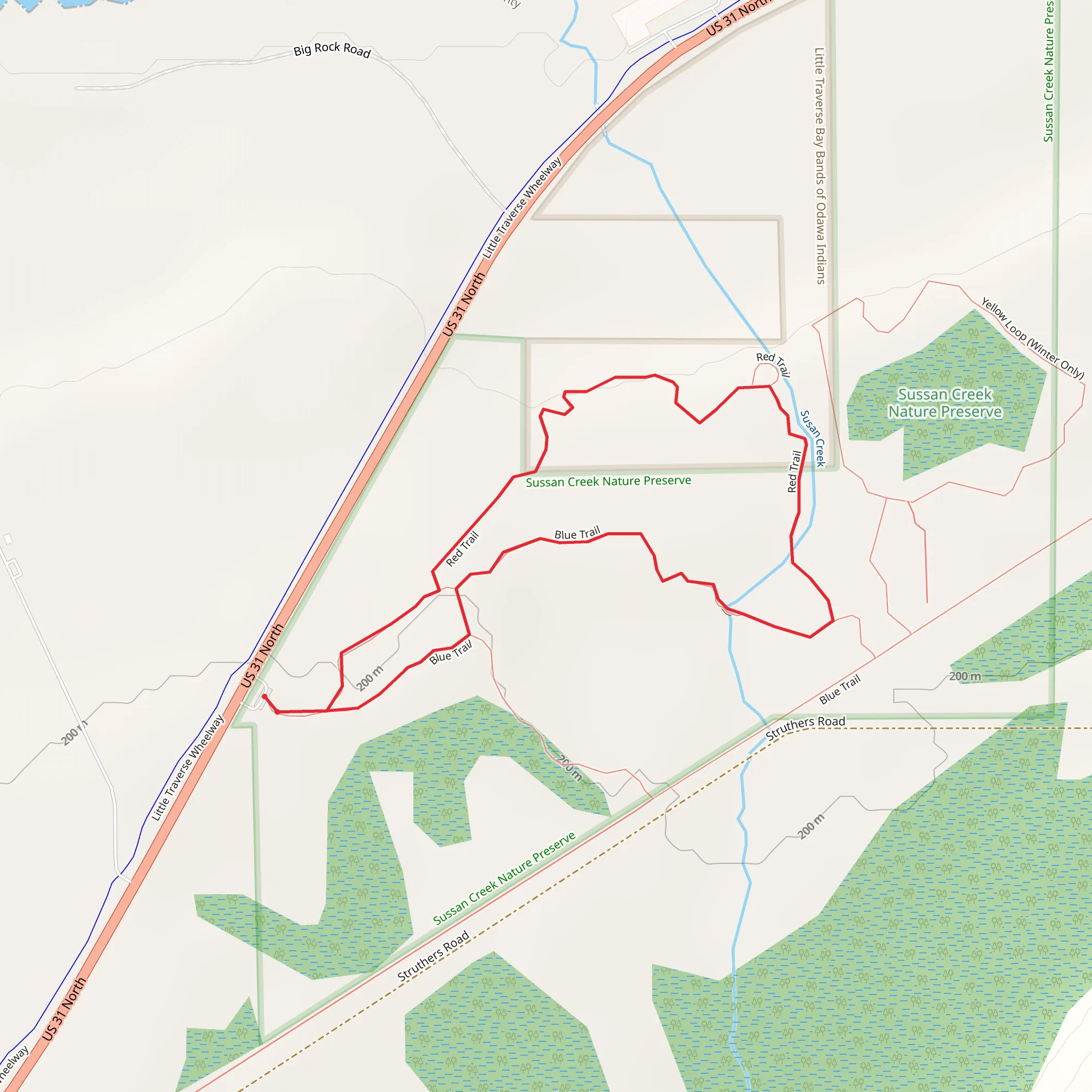 Little Traverse Bay Bands of Odawa reservation and Susan Creek Loop mobile static map