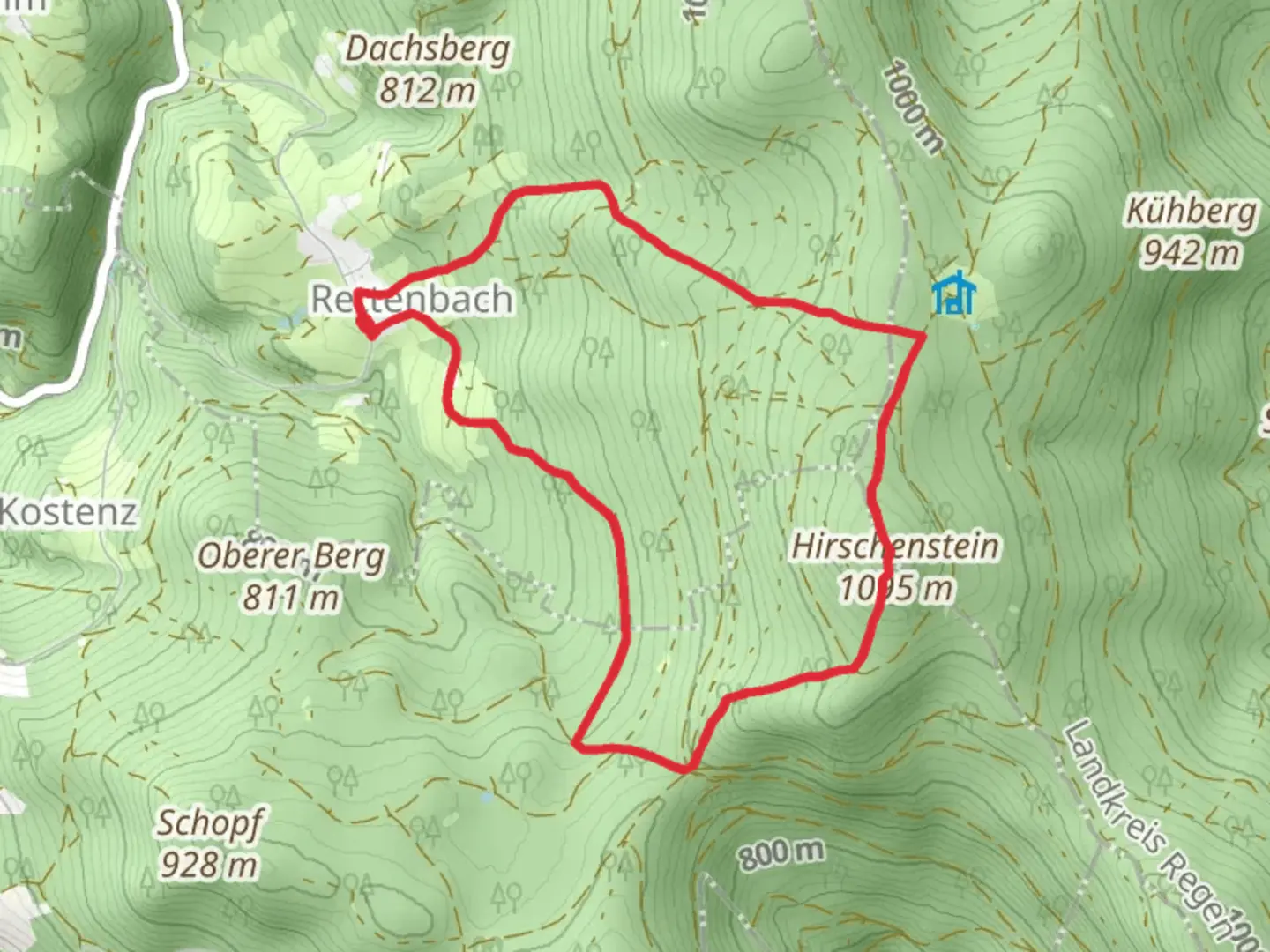An image depicting the trail Schmelmerhof Loop and its surrounding area.