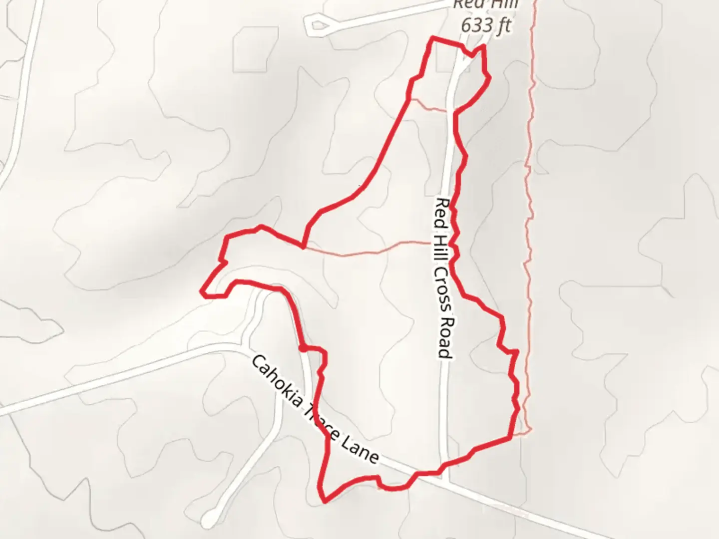 An image depicting the trail Red Hill Loop and its surrounding area.