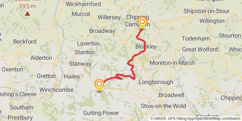 North Cotswold Diamond Way stage 2 Map