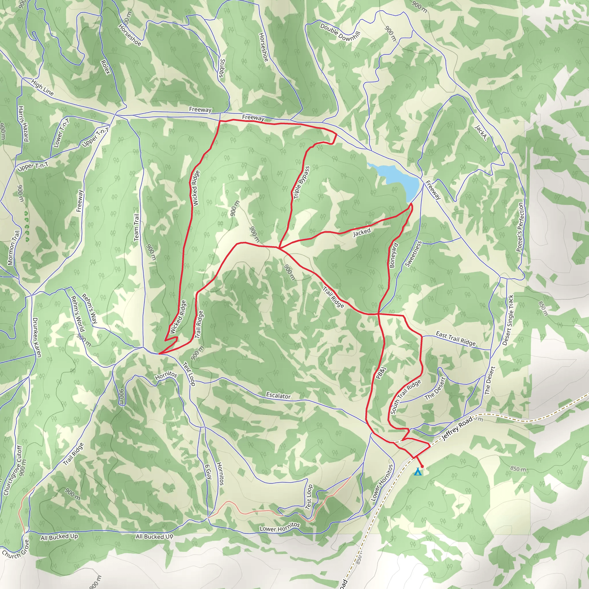 South Trail Ridge, Boneyard and Wicked Ridge Loop mobile static map