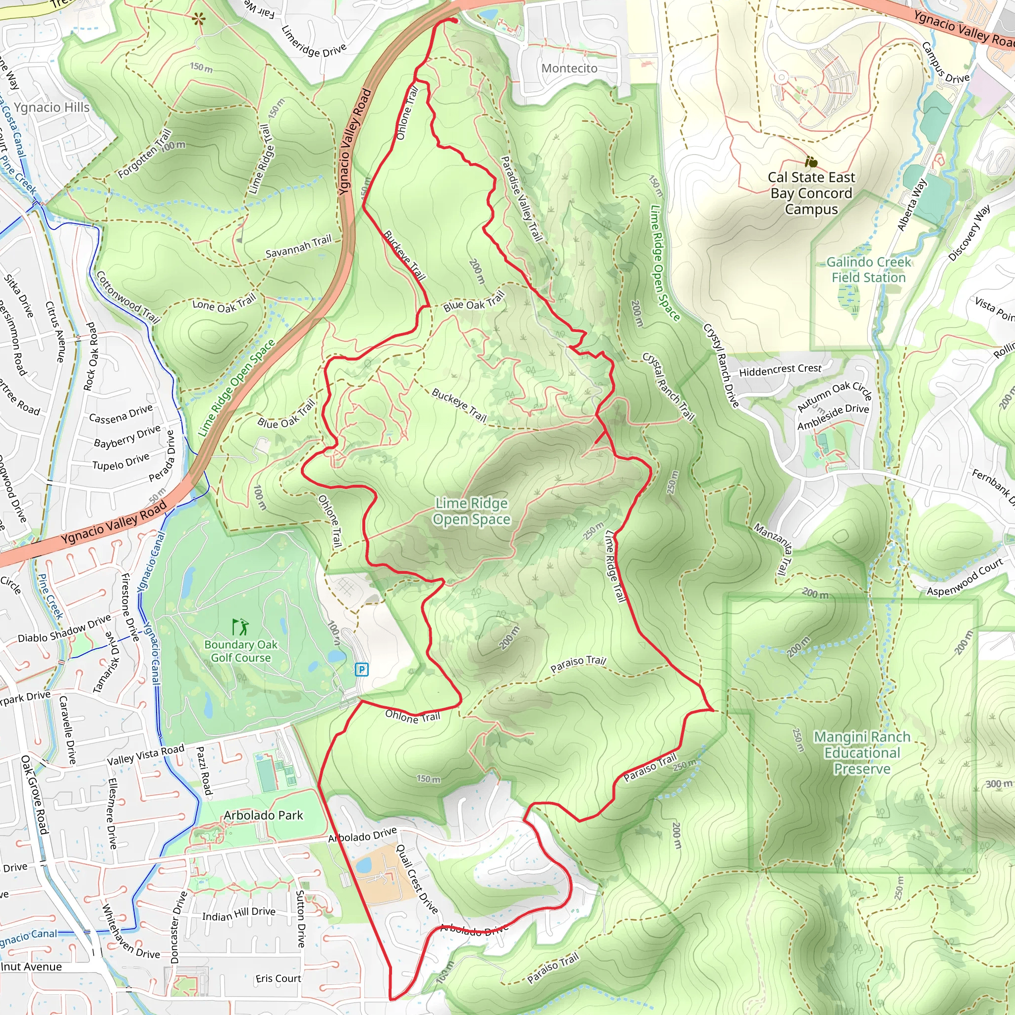 Ohlone, Thorn Alley and Paraiso Loop Trail mobile static map