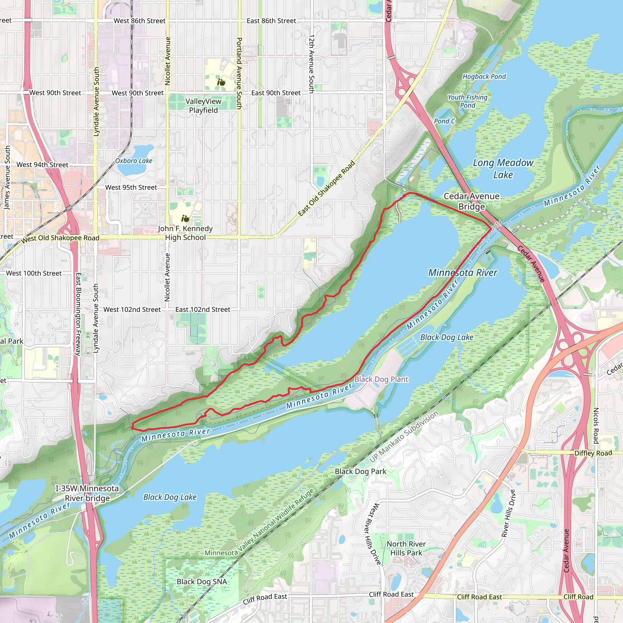 Long Meadow Lake and Bluff Loop Trail mobile static map