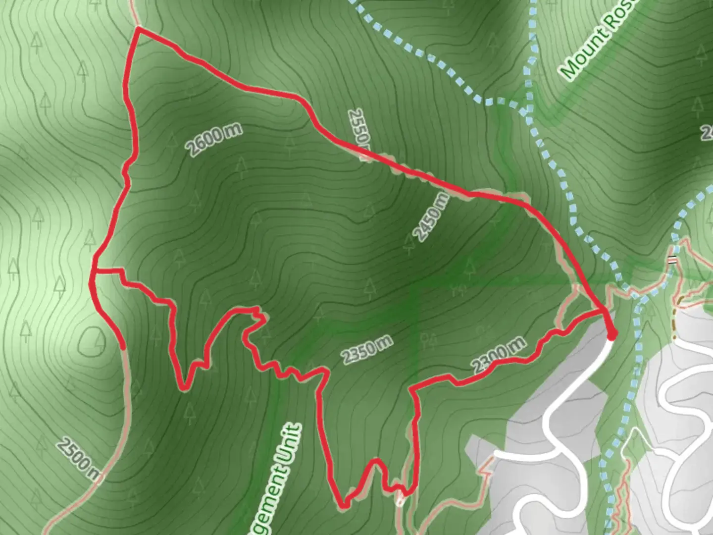 An image depicting the trail Jennifer Loop and its surrounding area.