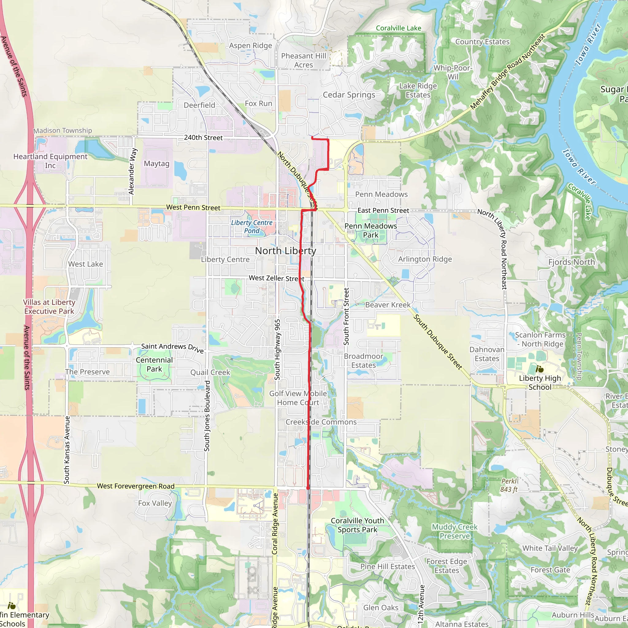 North Liberty Trail from West Forevergreen Road mobile static map