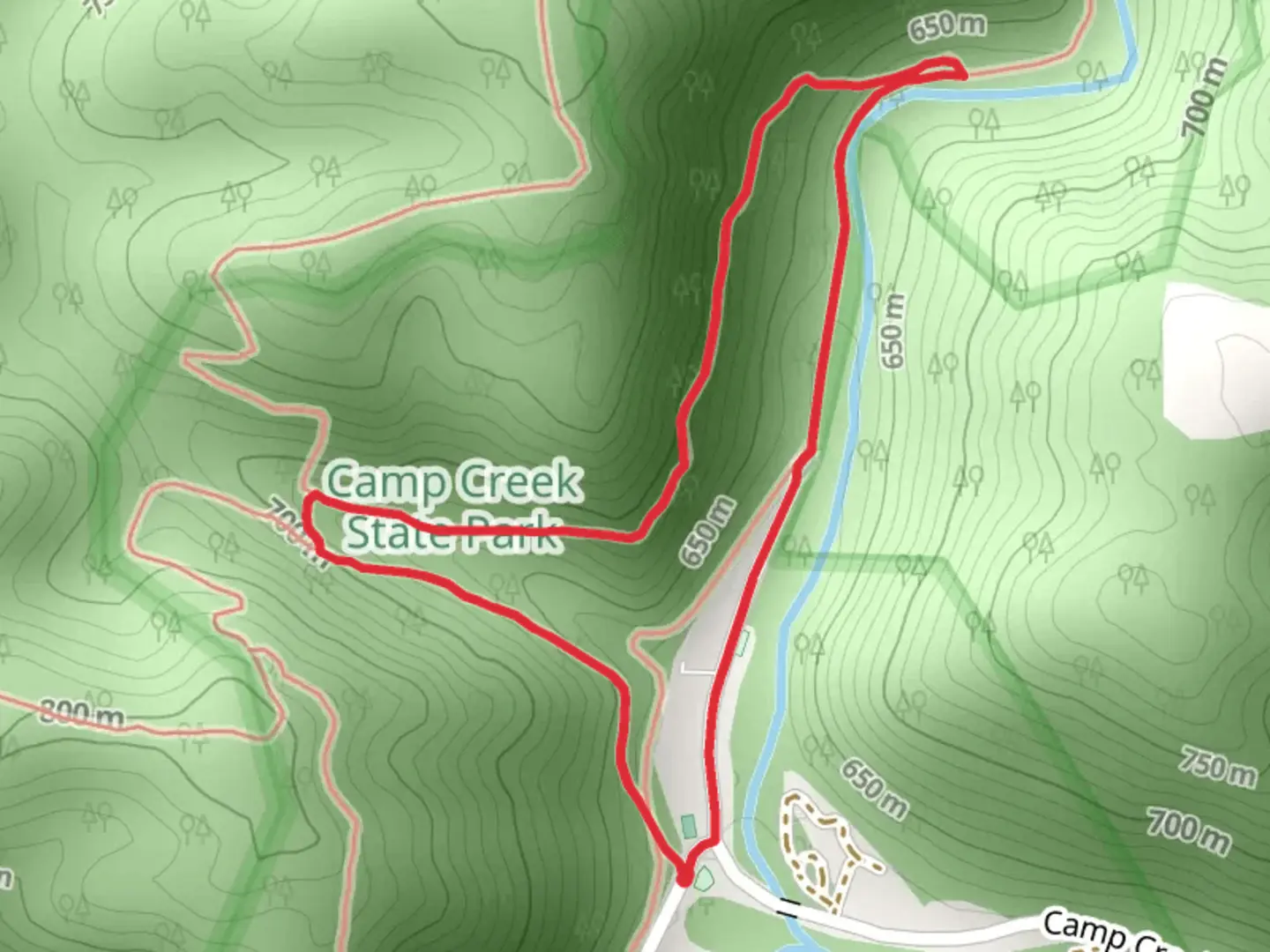 An image depicting the trail Blue Jay Spur Trail and Turkey Loop Road and Trail and its surrounding area.