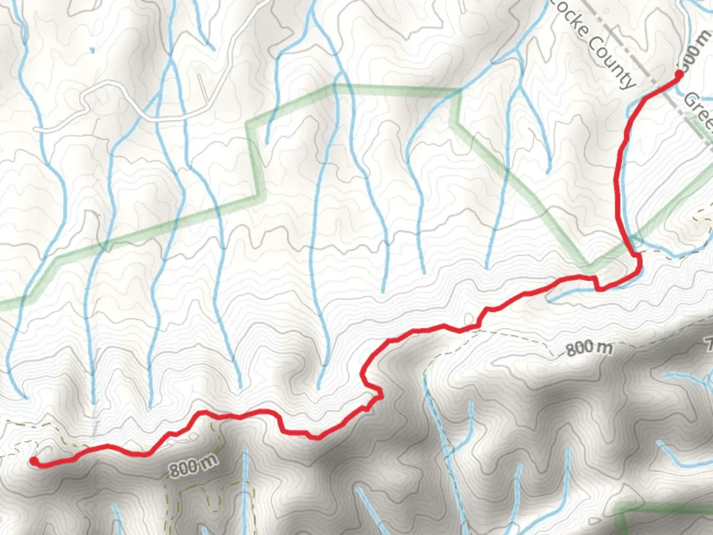 An image depicting the trail Meadow Creek Road and its surrounding area.