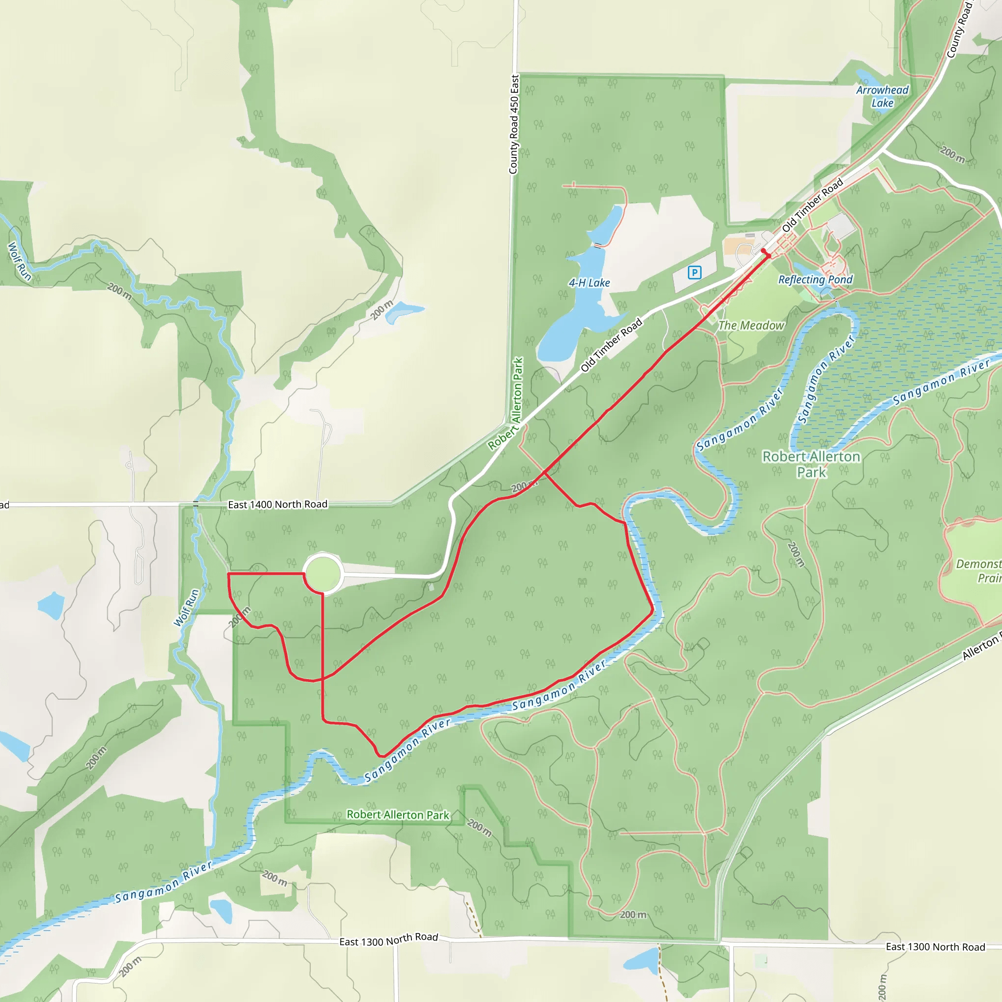 Loop along Sangamon River mobile static map