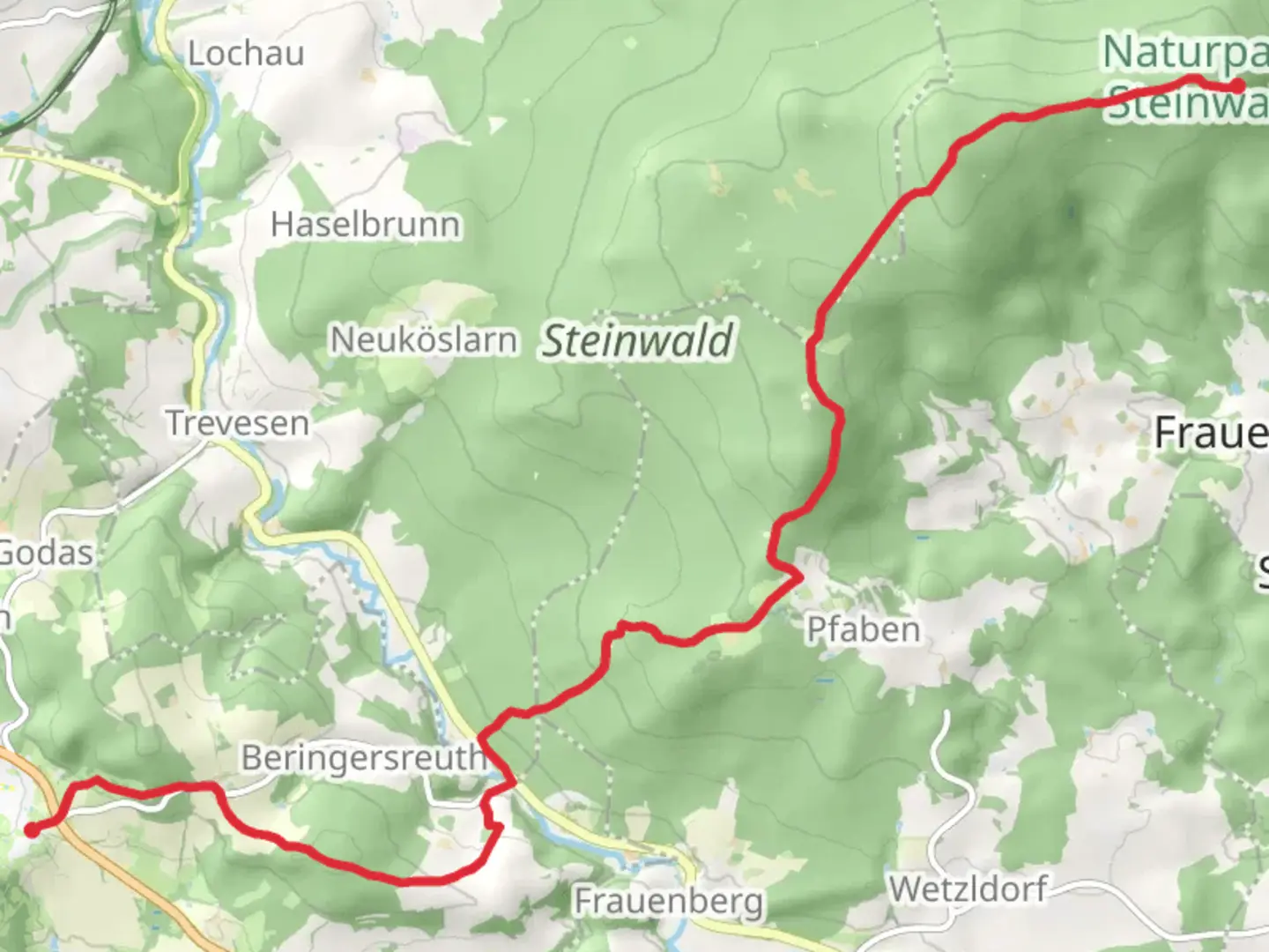 An image depicting the trail Waldeck to Ruine Weibenstein Walk and its surrounding area.