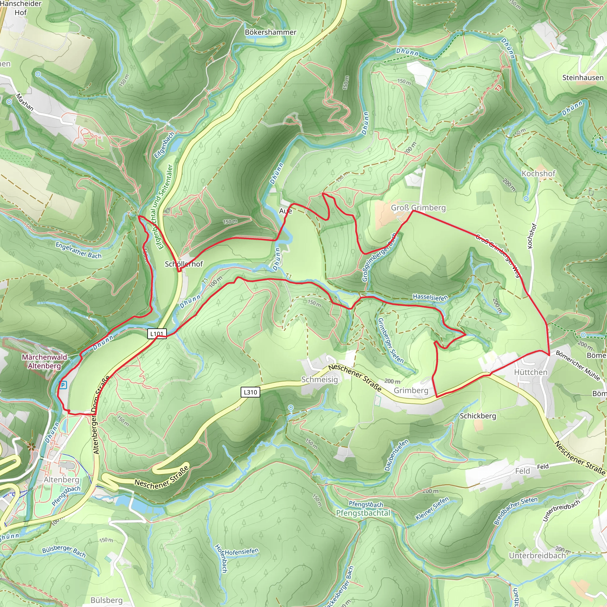 Altenberg, Großgrimberg and Huttchen Loop mobile static map